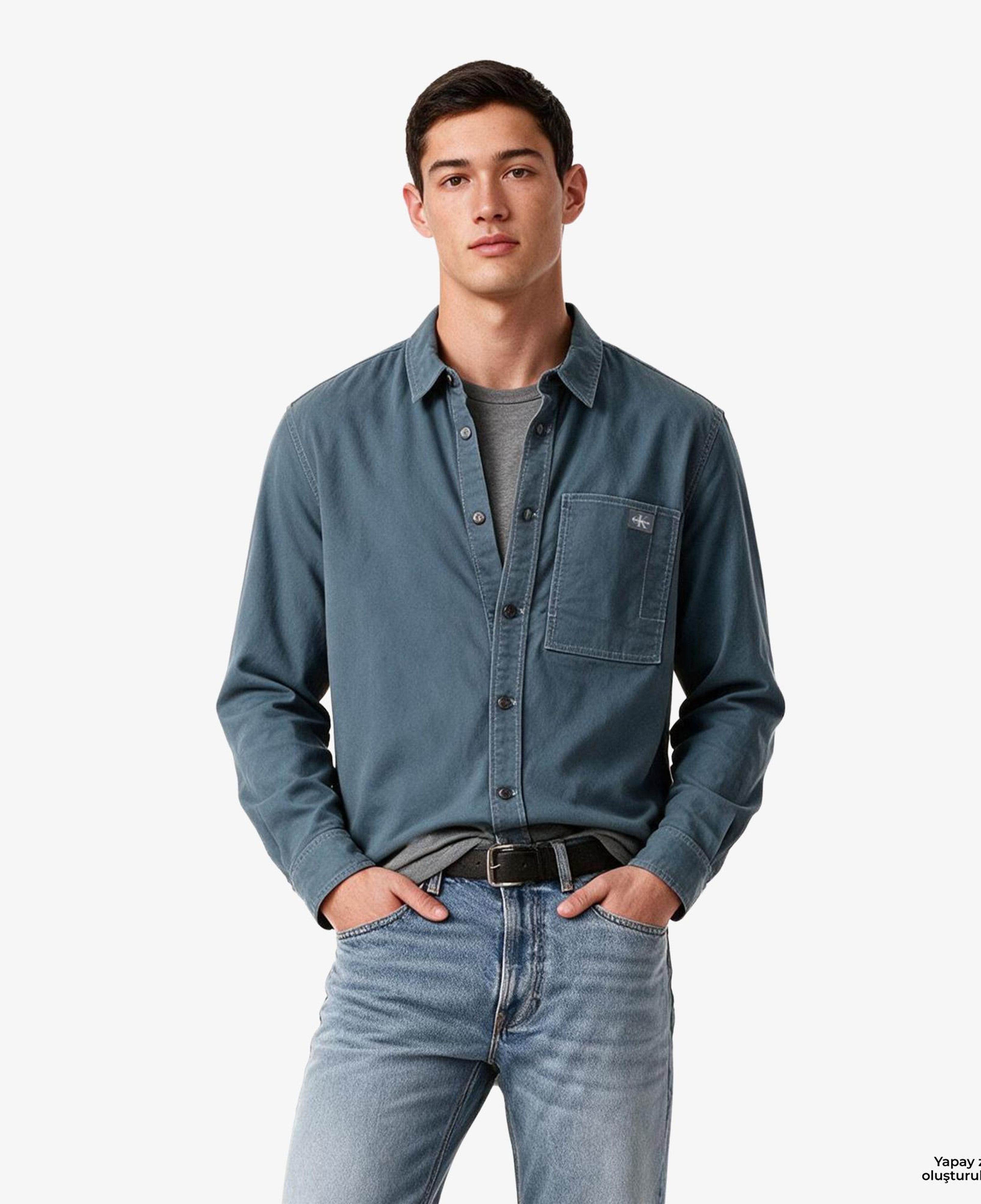 Calvin Klein Matty Canvas Erkek Mavi Ceket