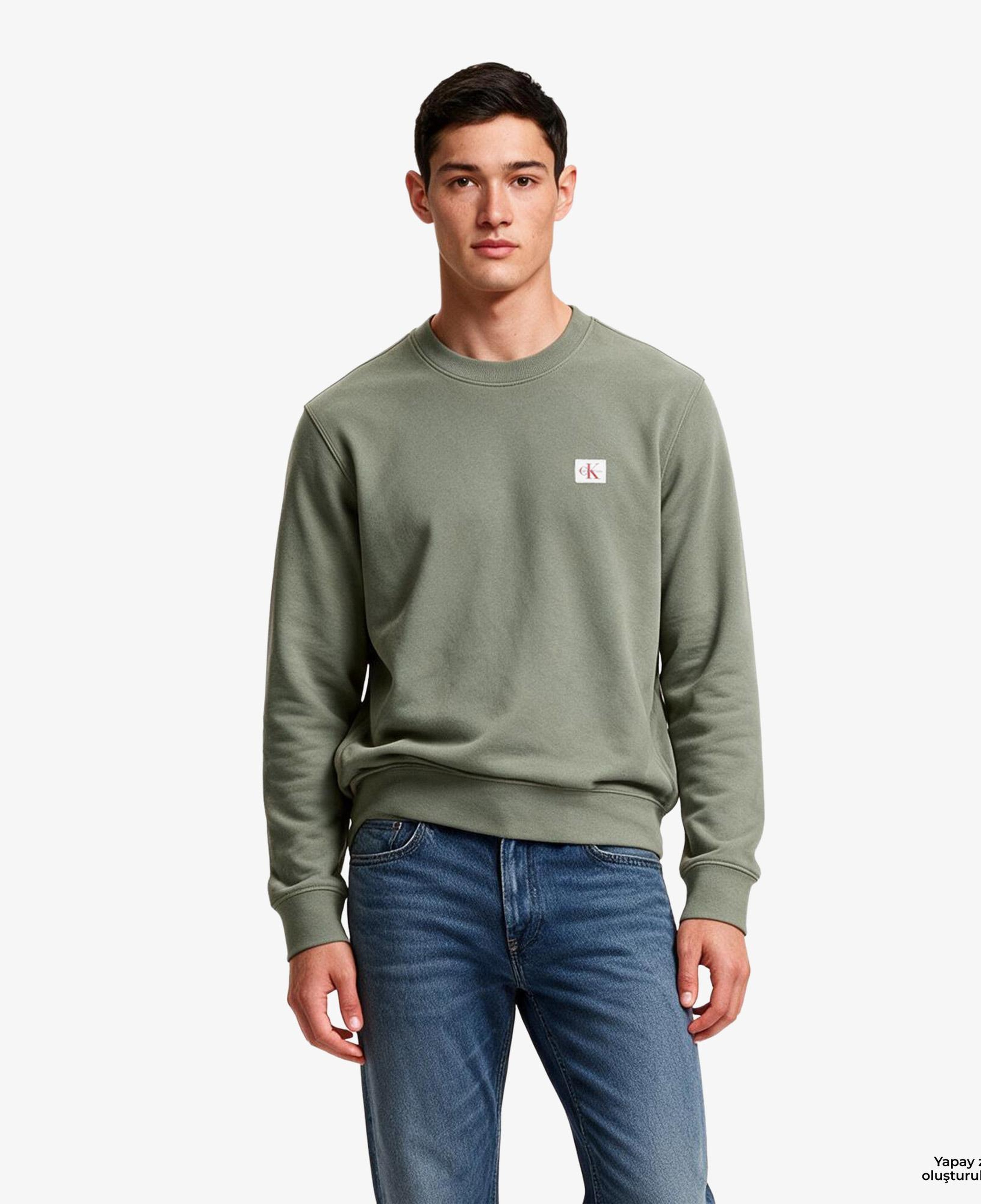 Calvin Klein Terry Woven Erkek Bej Sweatshirt