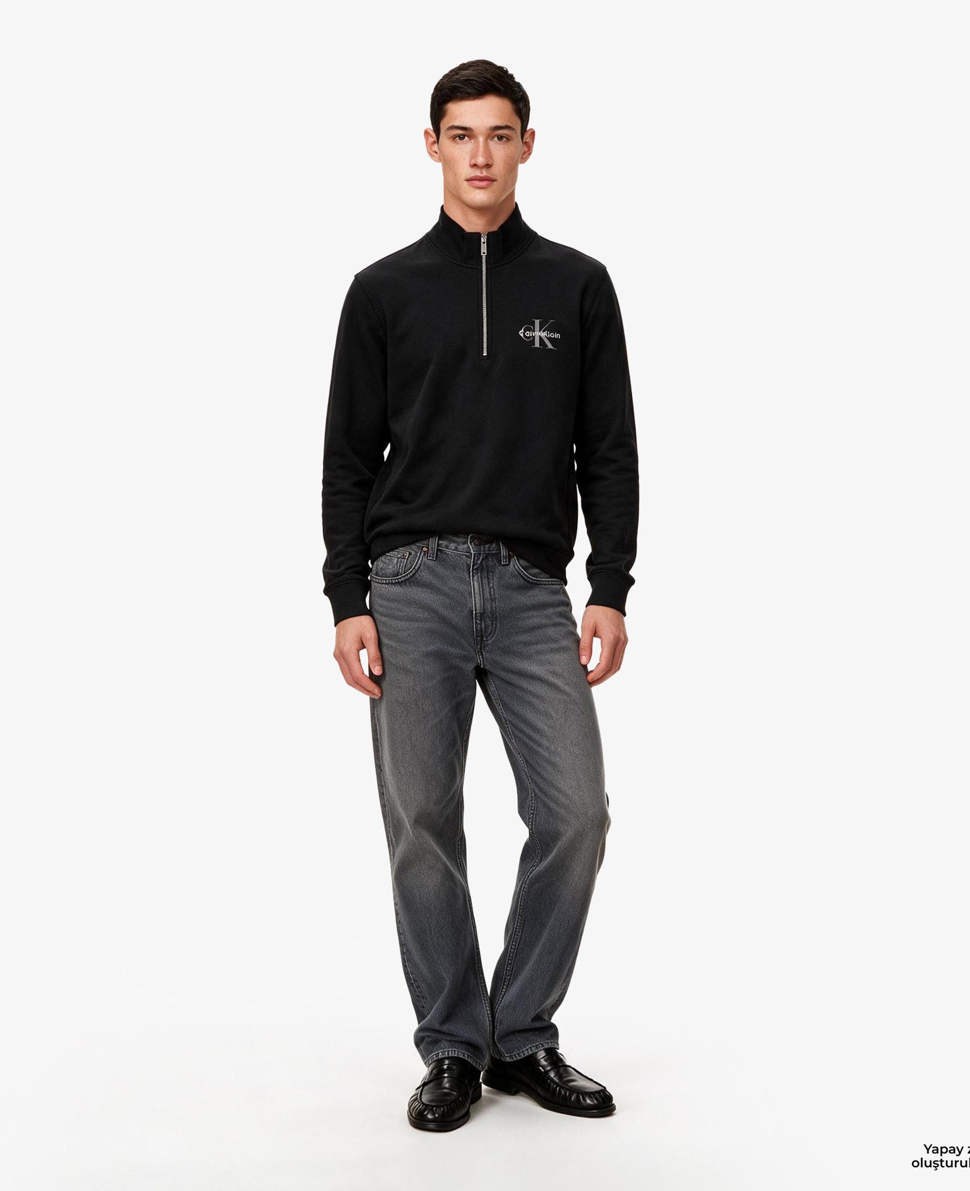 Calvin Klein Terry Micro Monologo Erkek Siyah Sweatshirt