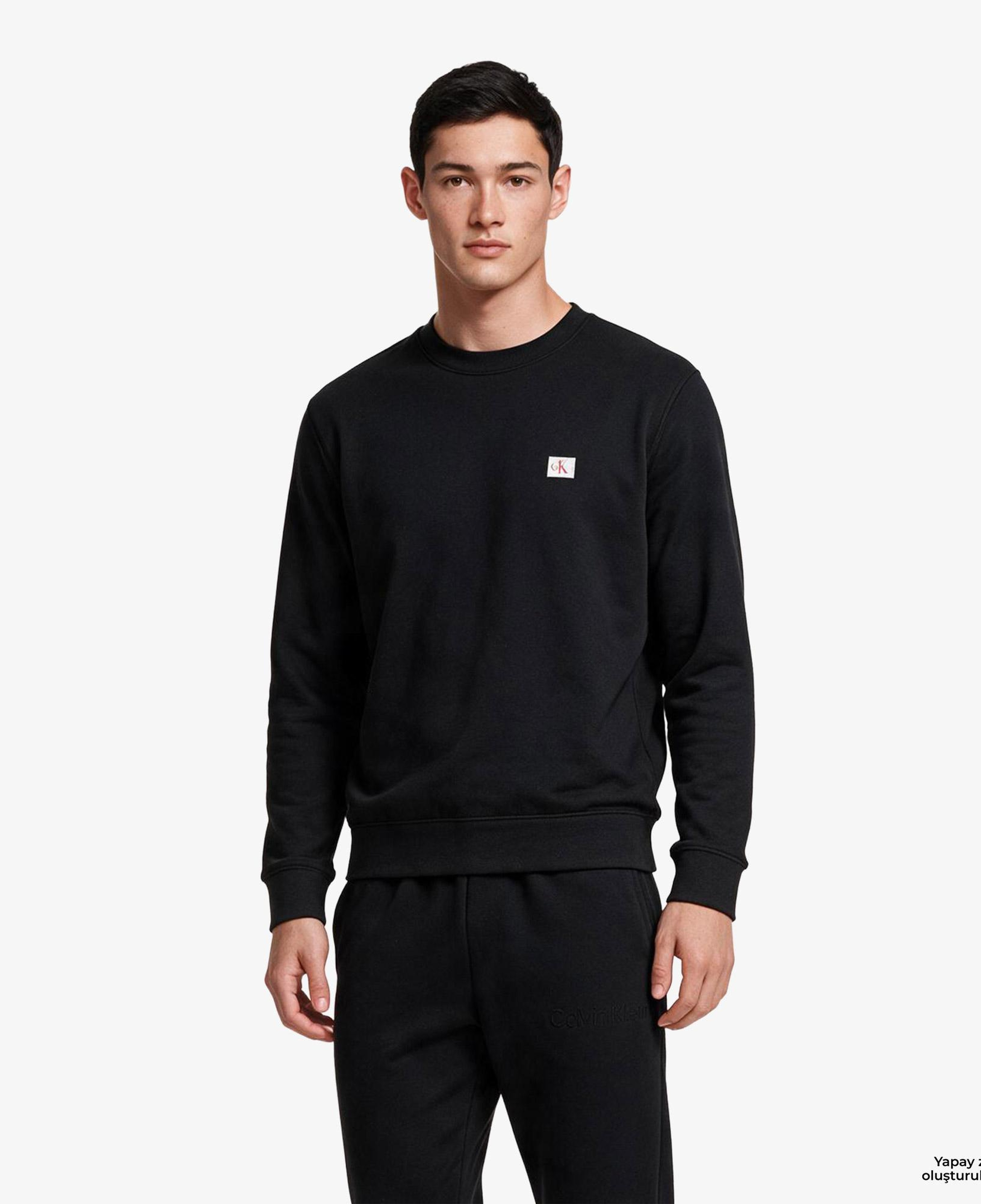 Calvin Klein Terry Woven Erkek Siyah Sweatshirt