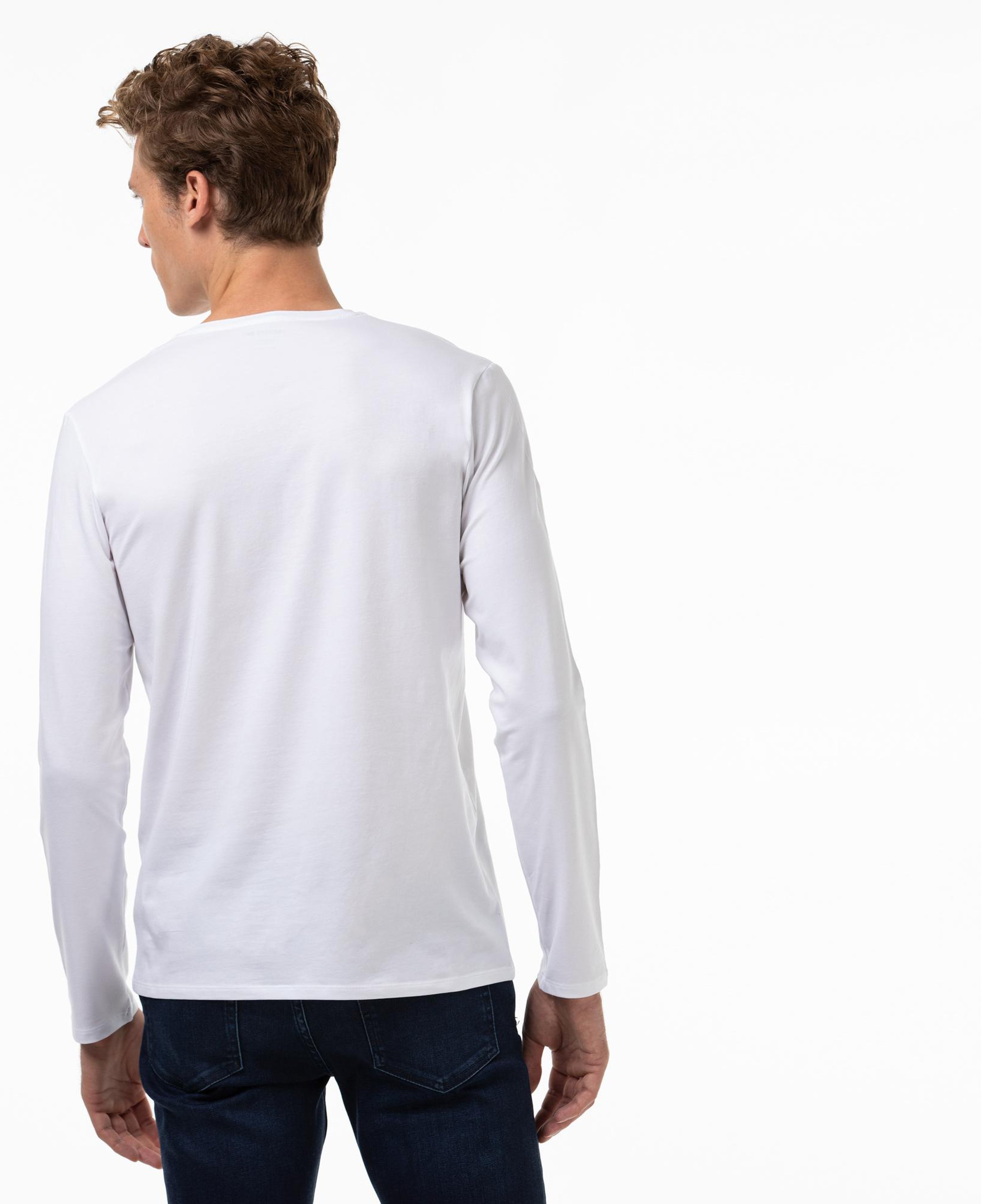 Lacoste Erkek Regular Fit Uzun Kollu V Yaka Beyaz T-Shirt