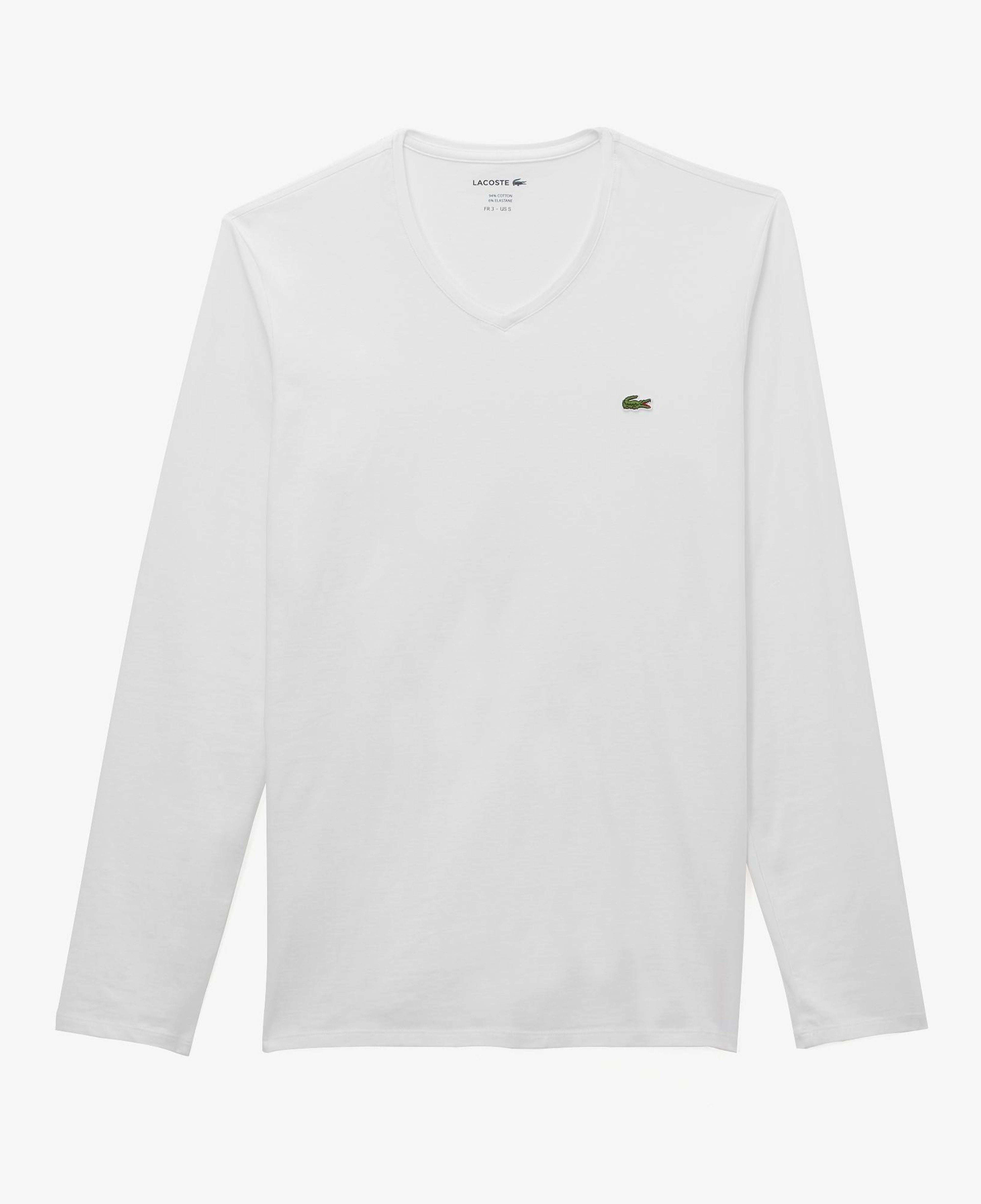 Lacoste Erkek Regular Fit Uzun Kollu V Yaka Beyaz T-Shirt