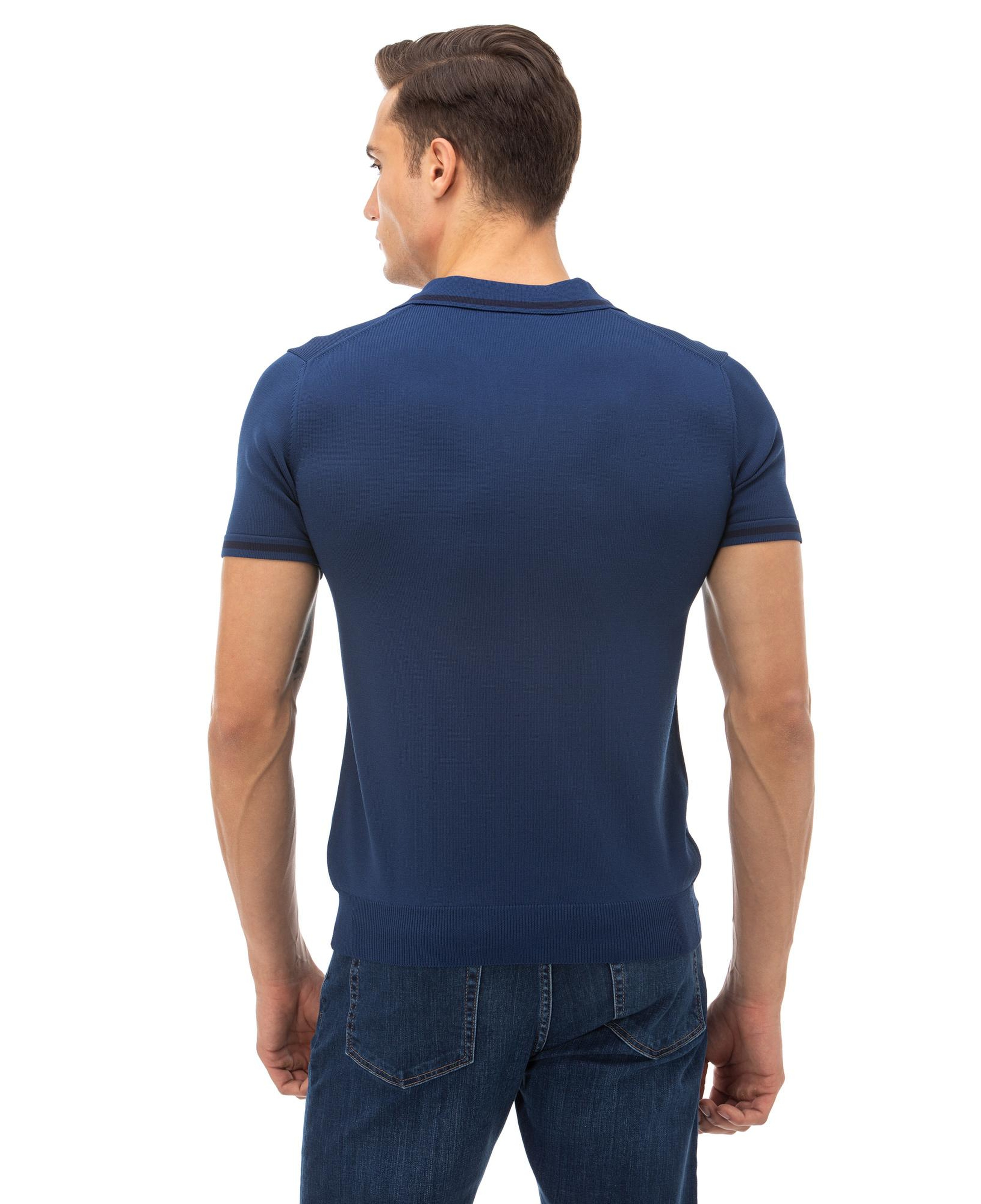 Lacoste Erkek Blok Desenli Kısa Kollu Saks Mavi Triko
