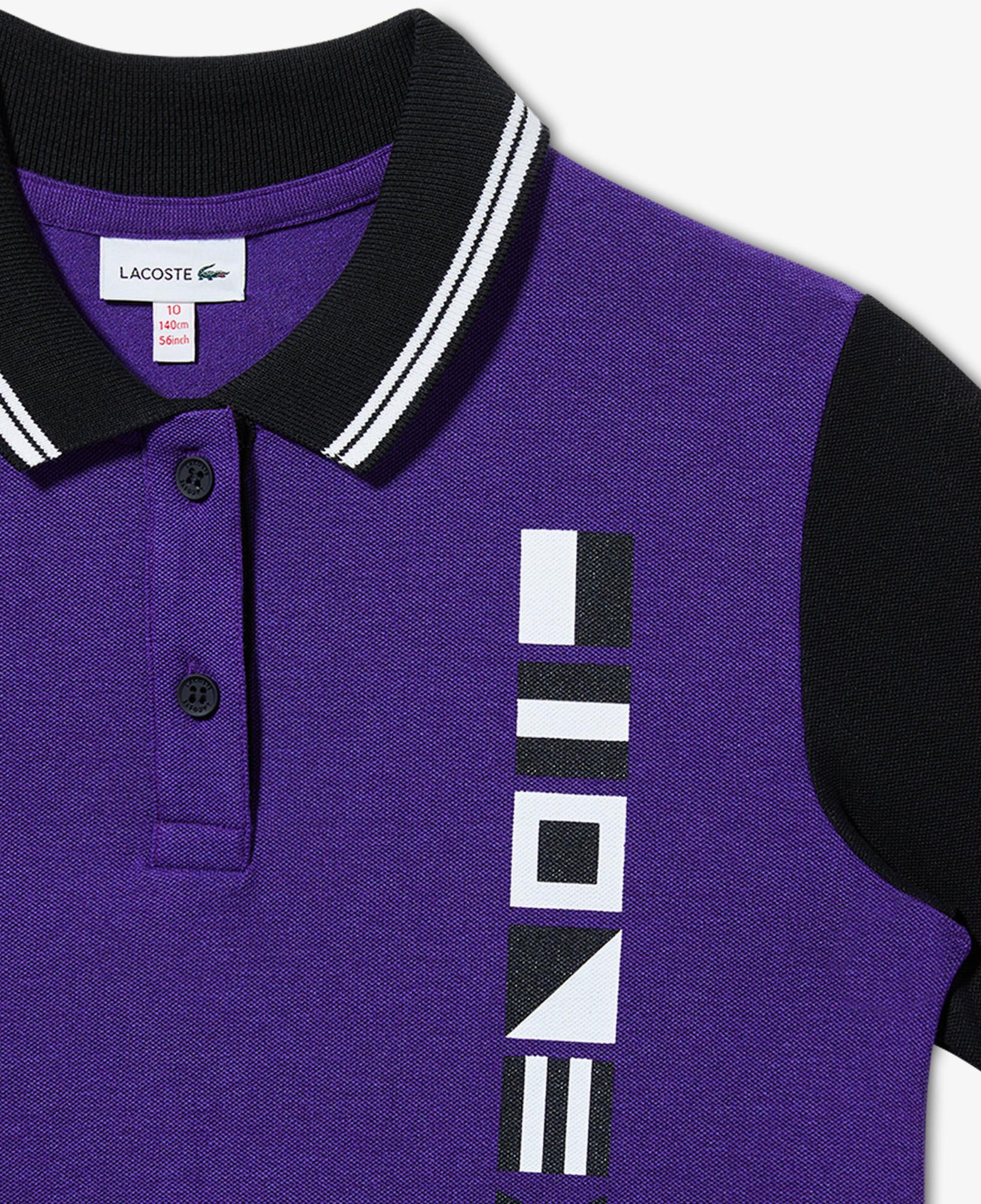 Lacoste Çocuk Renk Bloklu Mor Polo