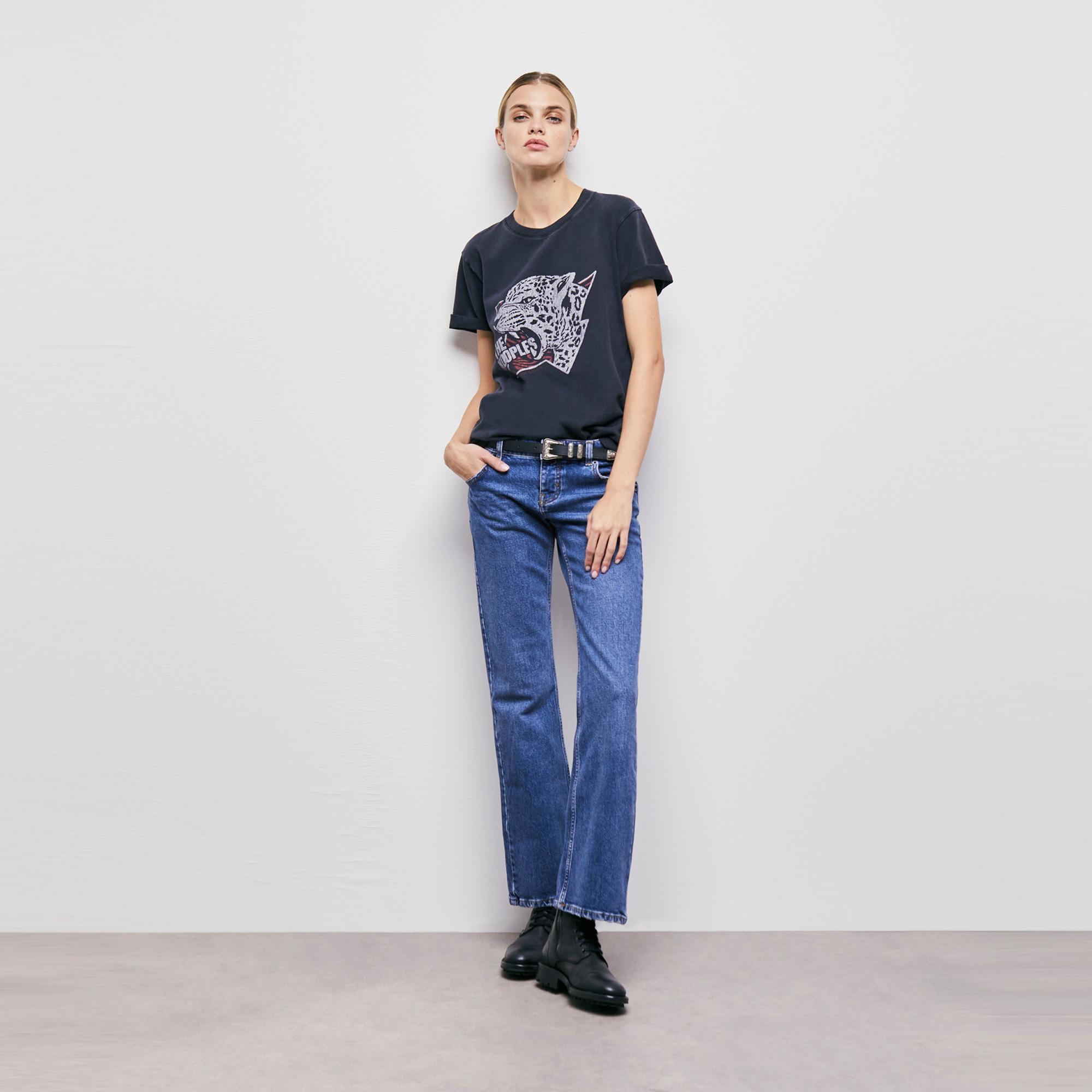 The Kooples Printed Cotton Kadın Siyah T-Shirt