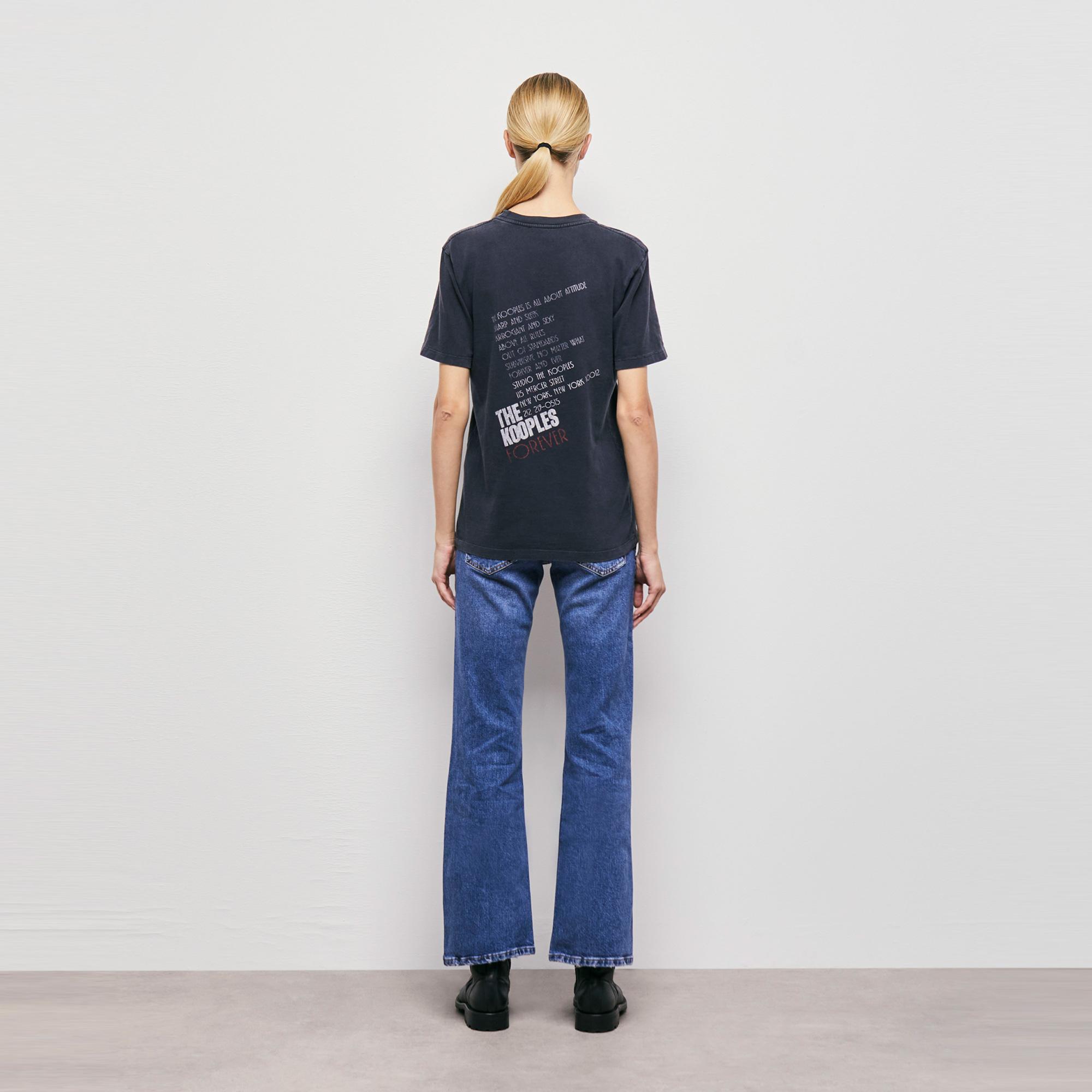 The Kooples Printed Cotton Kadın Siyah T-Shirt