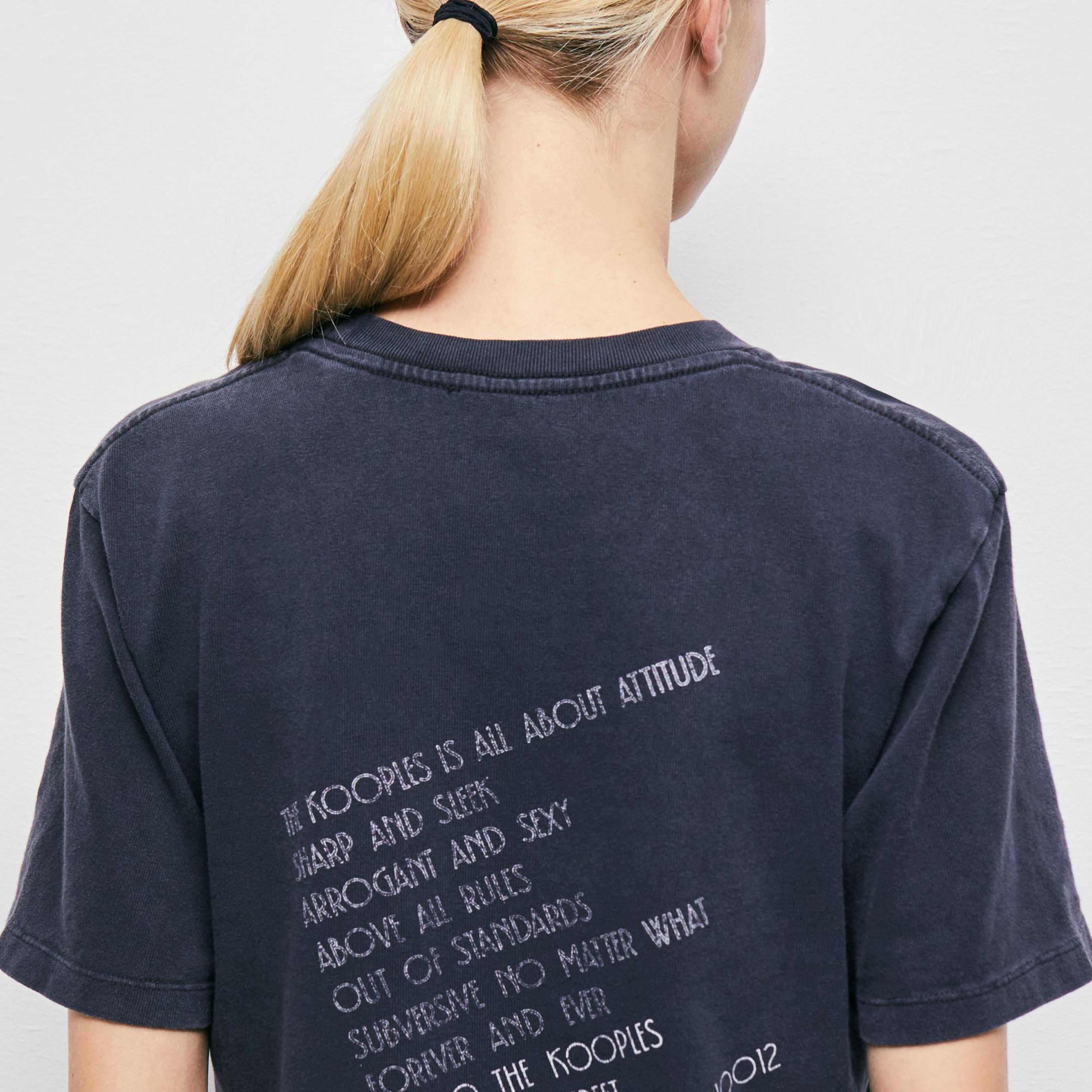 The Kooples Printed Cotton Kadın Siyah T-Shirt
