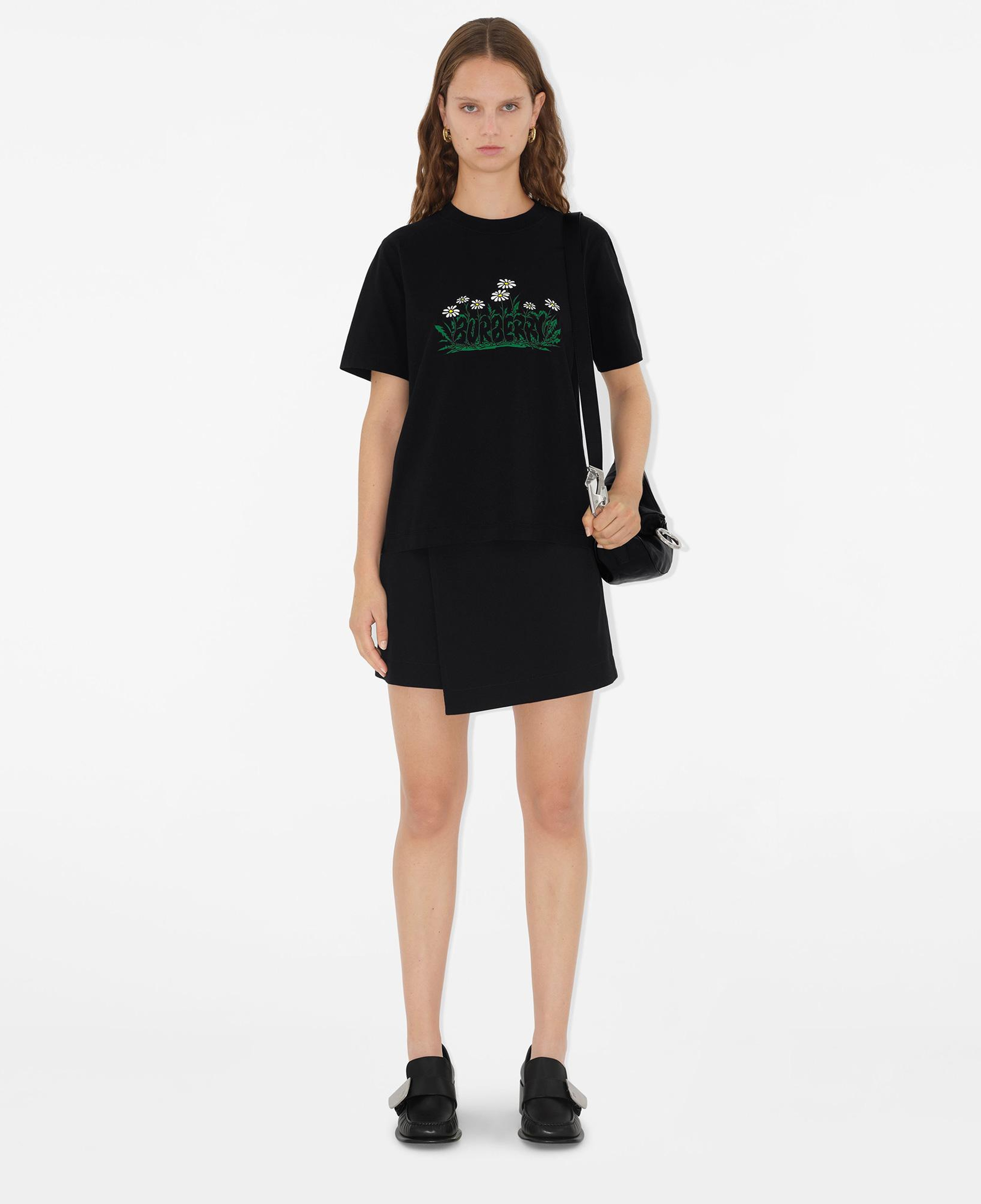 Burberry For Daisy Logo Cotton Kadın Siyah T-Shirt