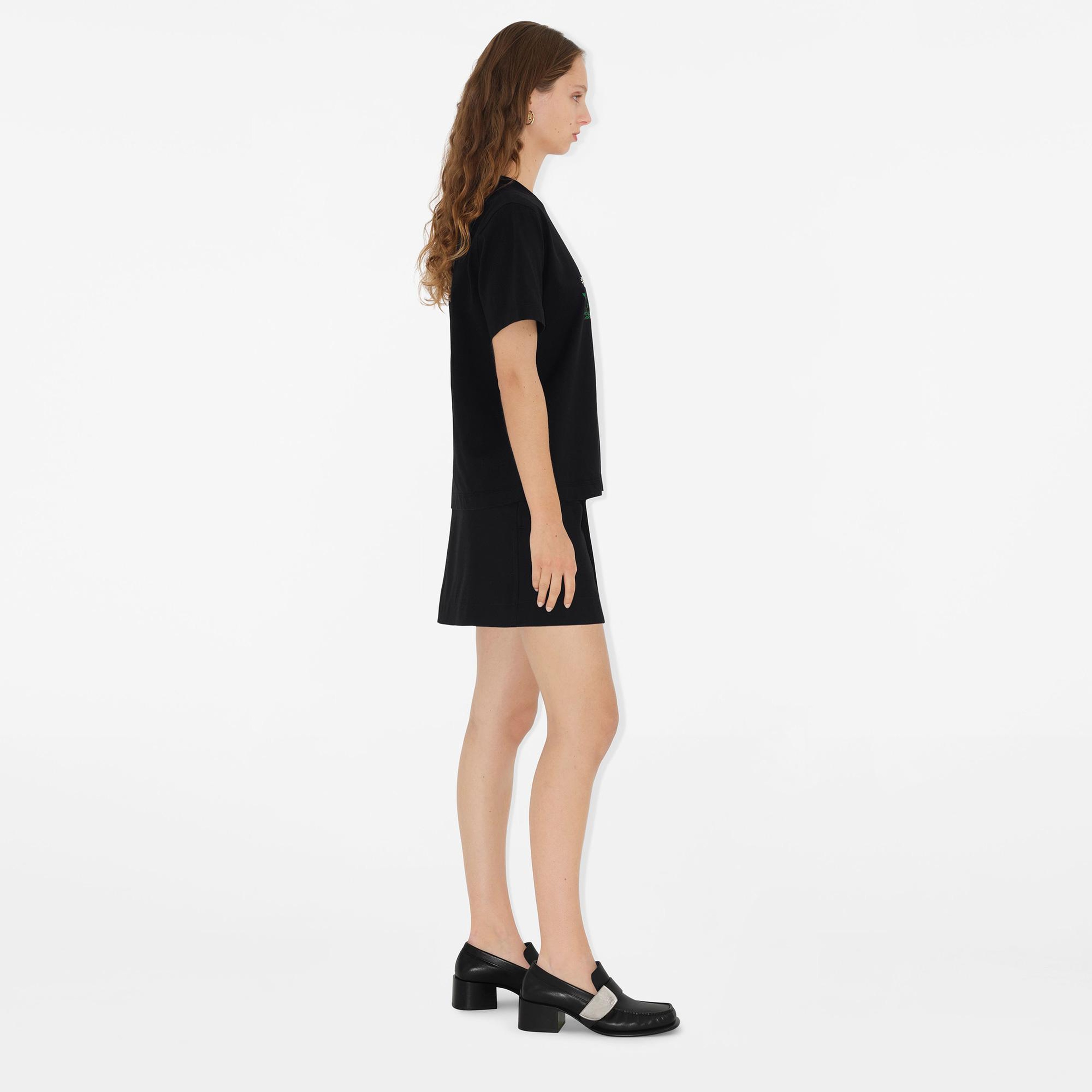 Burberry For Daisy Logo Cotton Kadın Siyah T-Shirt