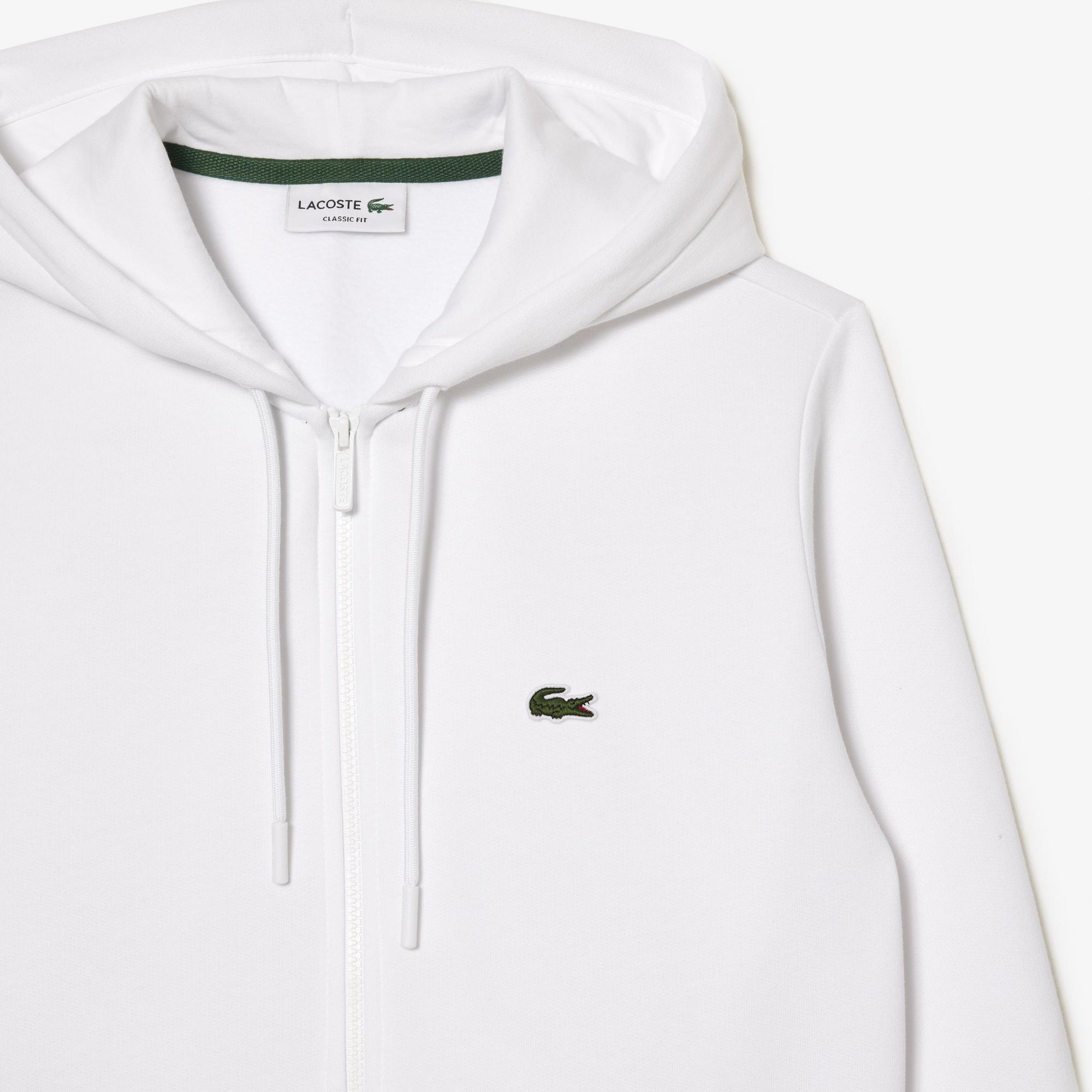 Erkek Classic Fit Fermuarlı Beyaz Sweatshirt