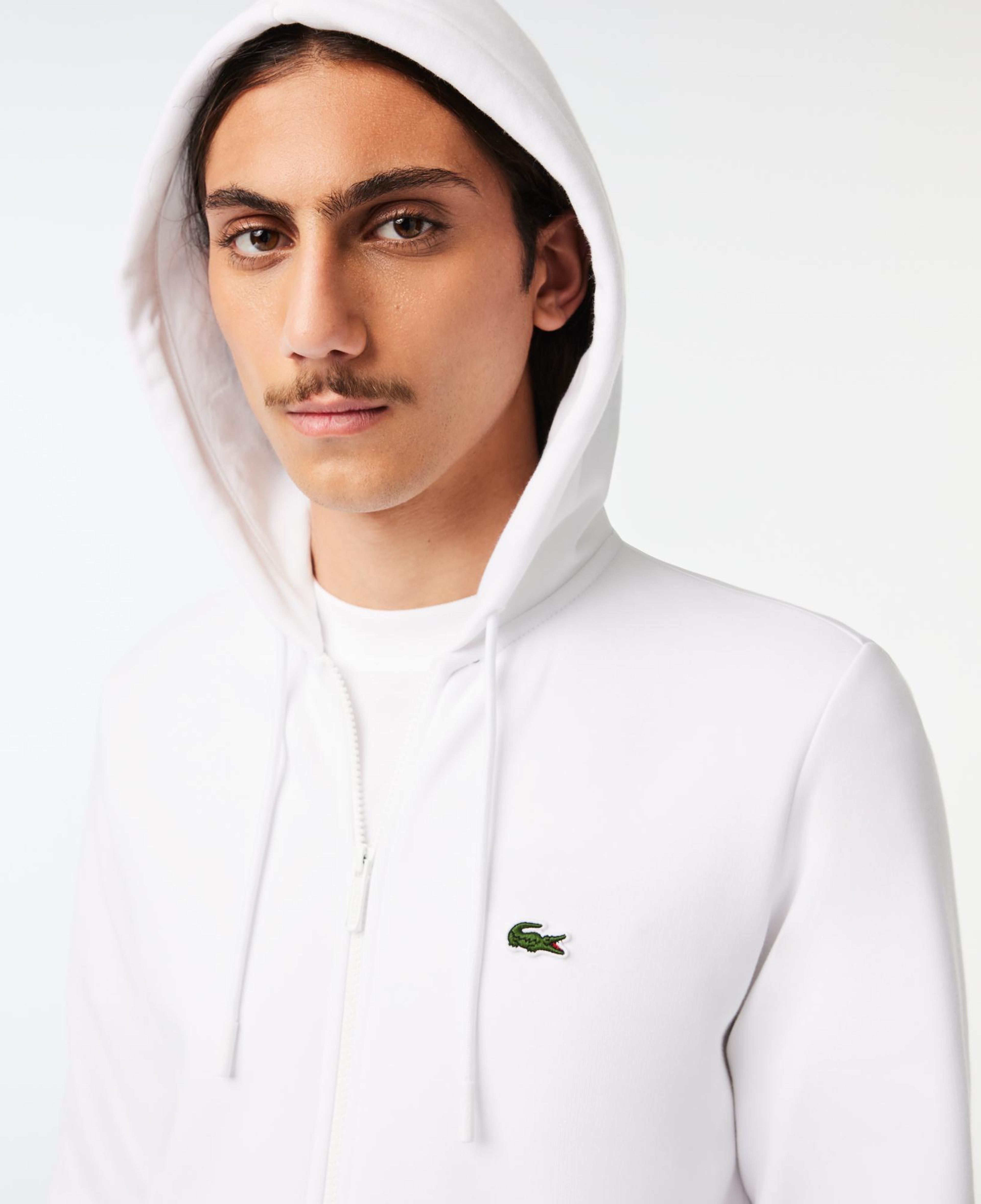 Erkek Classic Fit Fermuarlı Beyaz Sweatshirt