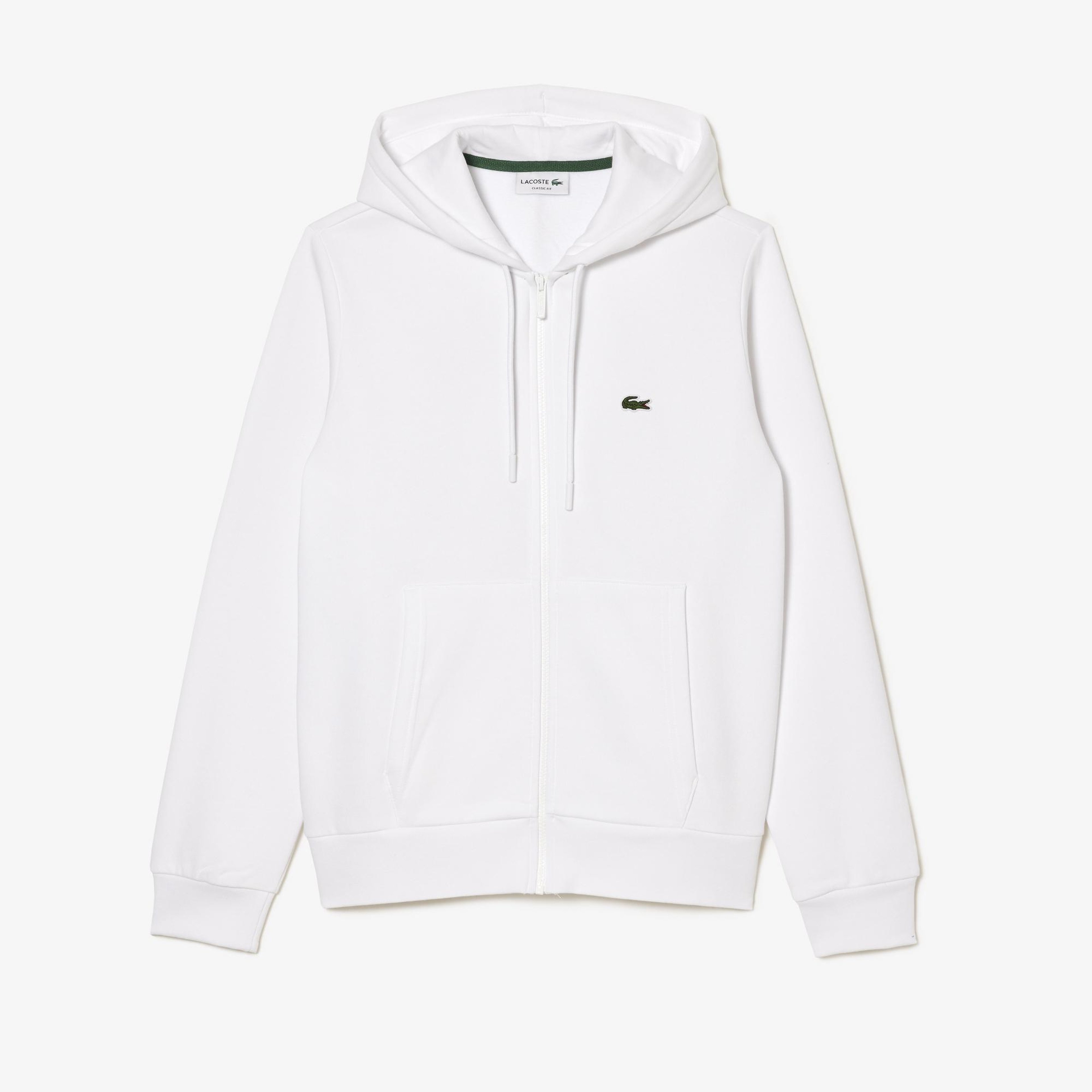 Erkek Classic Fit Fermuarlı Beyaz Sweatshirt
