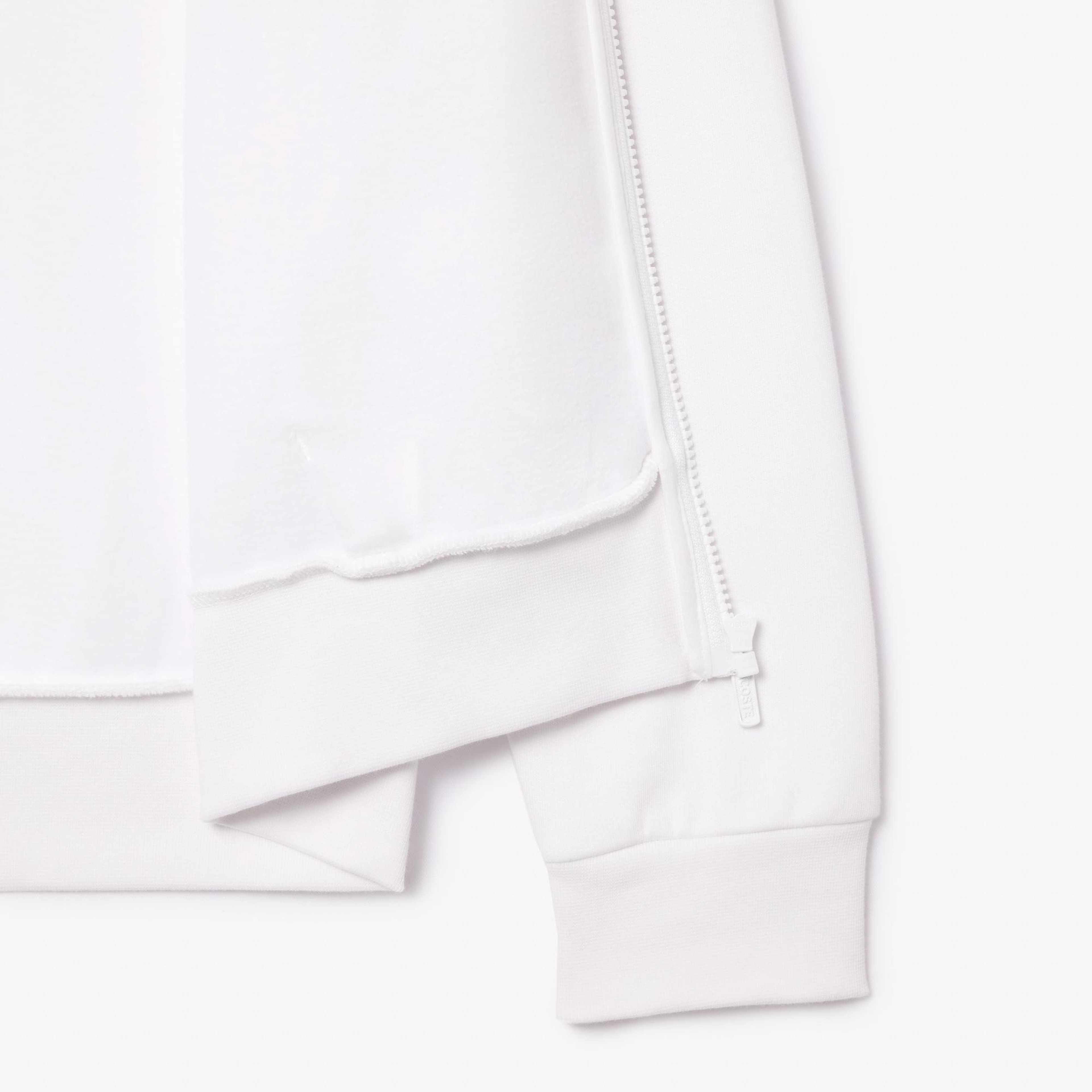 Erkek Classic Fit Fermuarlı Beyaz Sweatshirt
