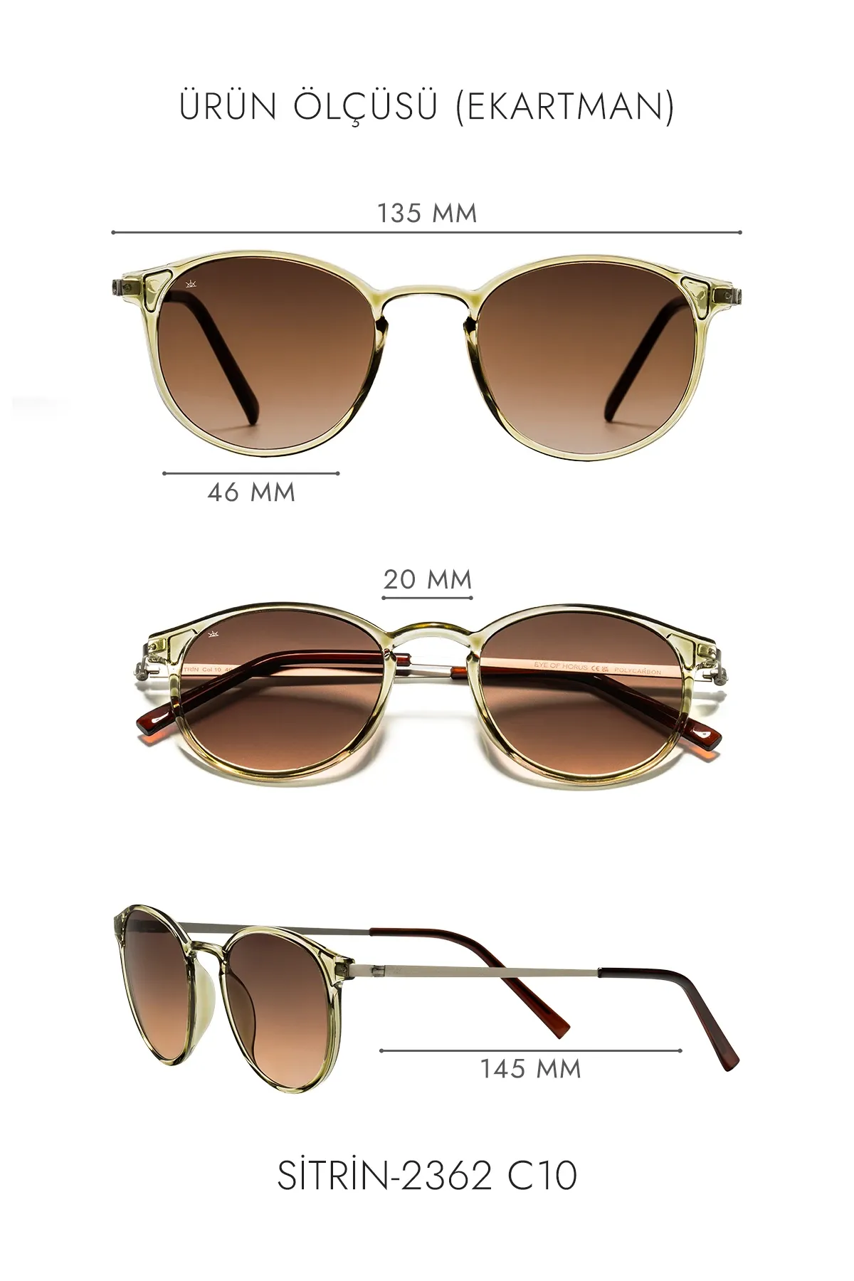 Sitrin C10 Haki Asetat Unisex Güneş Gözlüğü