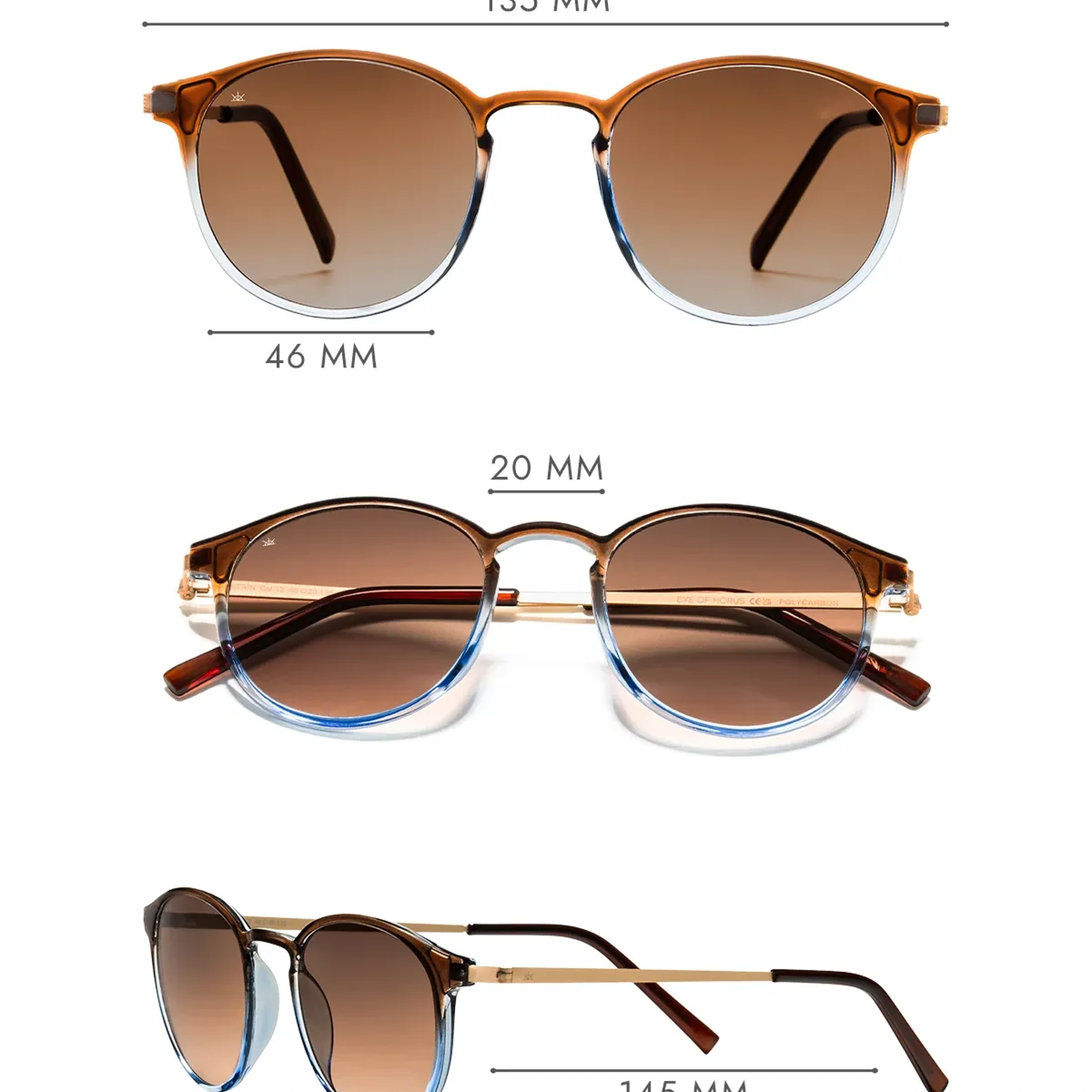 Sitrin C12 Kahverengi/Mavi Asetat Unisex Güneş Gözlüğü