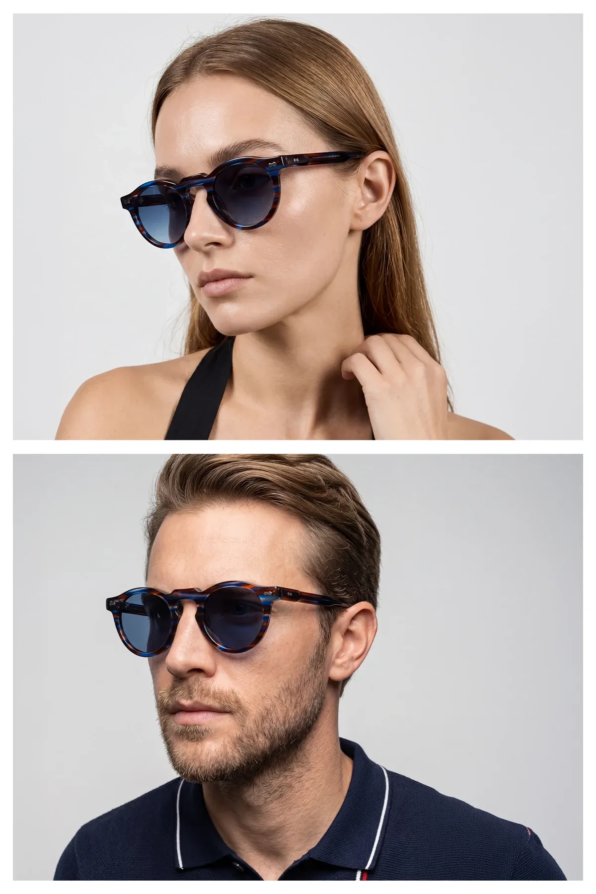 EOH4006 C5 Lacivert/Kahverengi Sedefli Asetat Unisex Güneş Gözlüğü