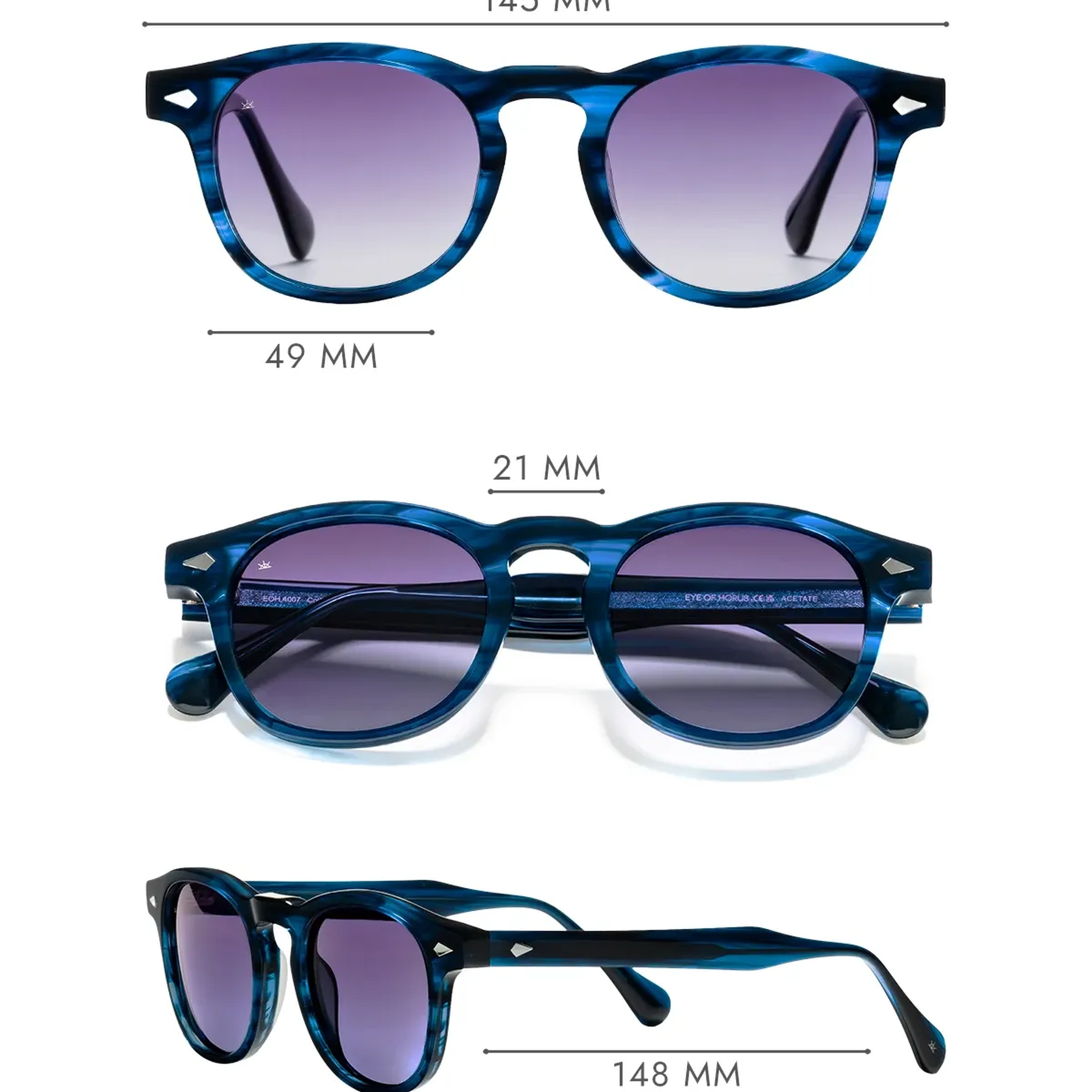 EOH4007 C5 Sedefli Lacivert Asetat Unisex Güneş Gözlüğü