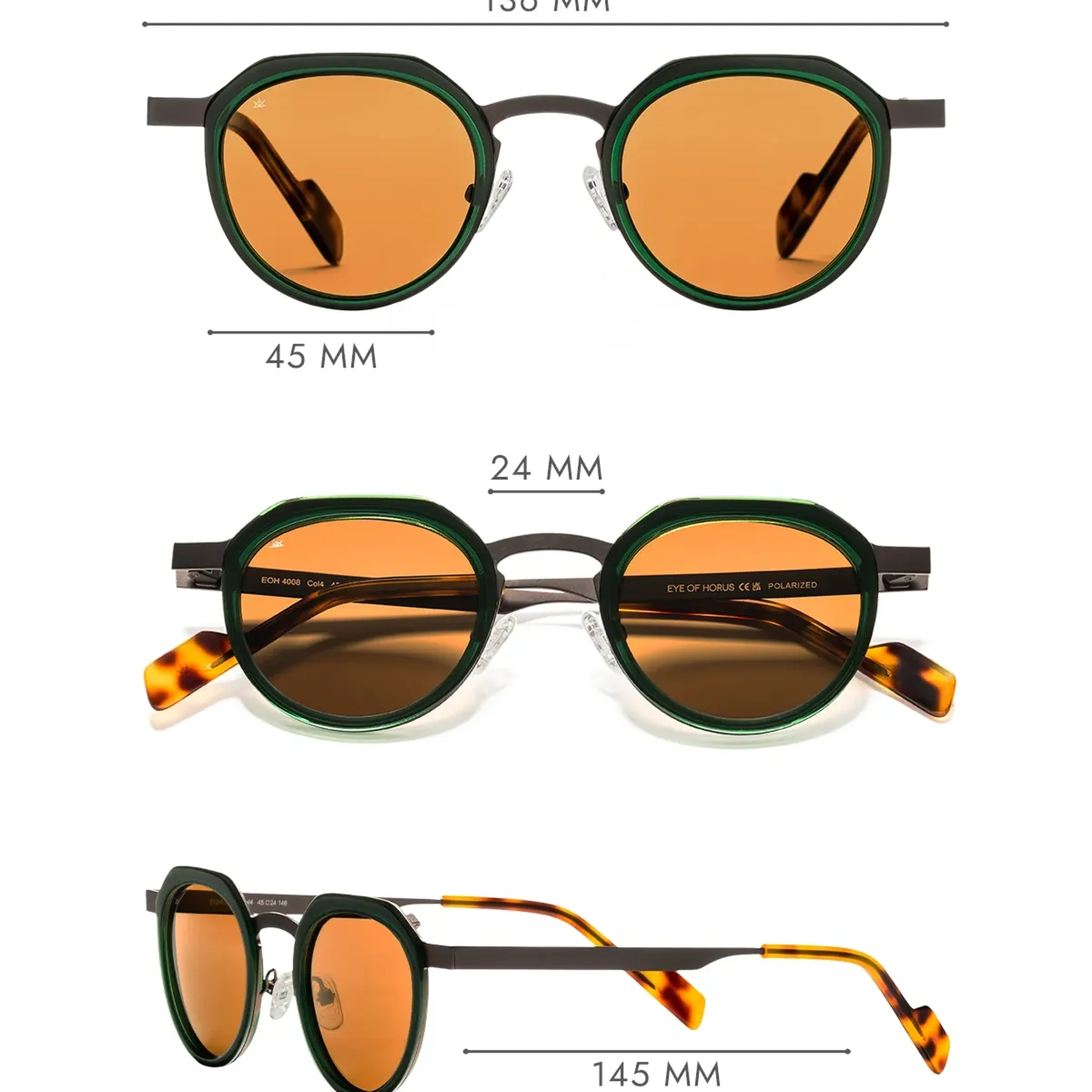EOH4008 C4 Yeşil/Kahverengi Metal Unisex Güneş Gözlüğü