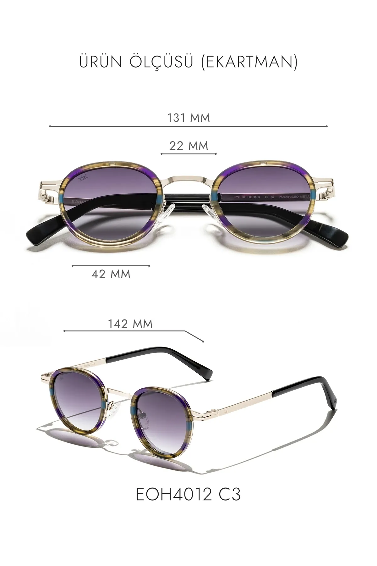 EOH4012 C3 Gümüş Metal Unisex Güneş Gözlüğü