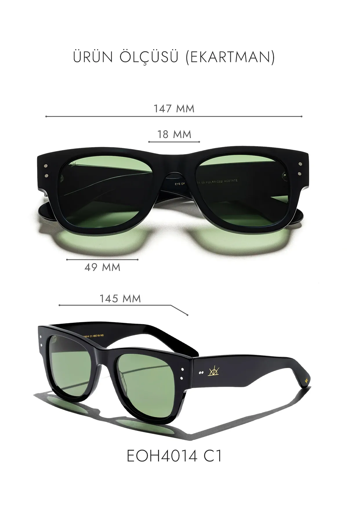 EOH4014 C1 Siyah Asetat Unisex Güneş Gözlüğü