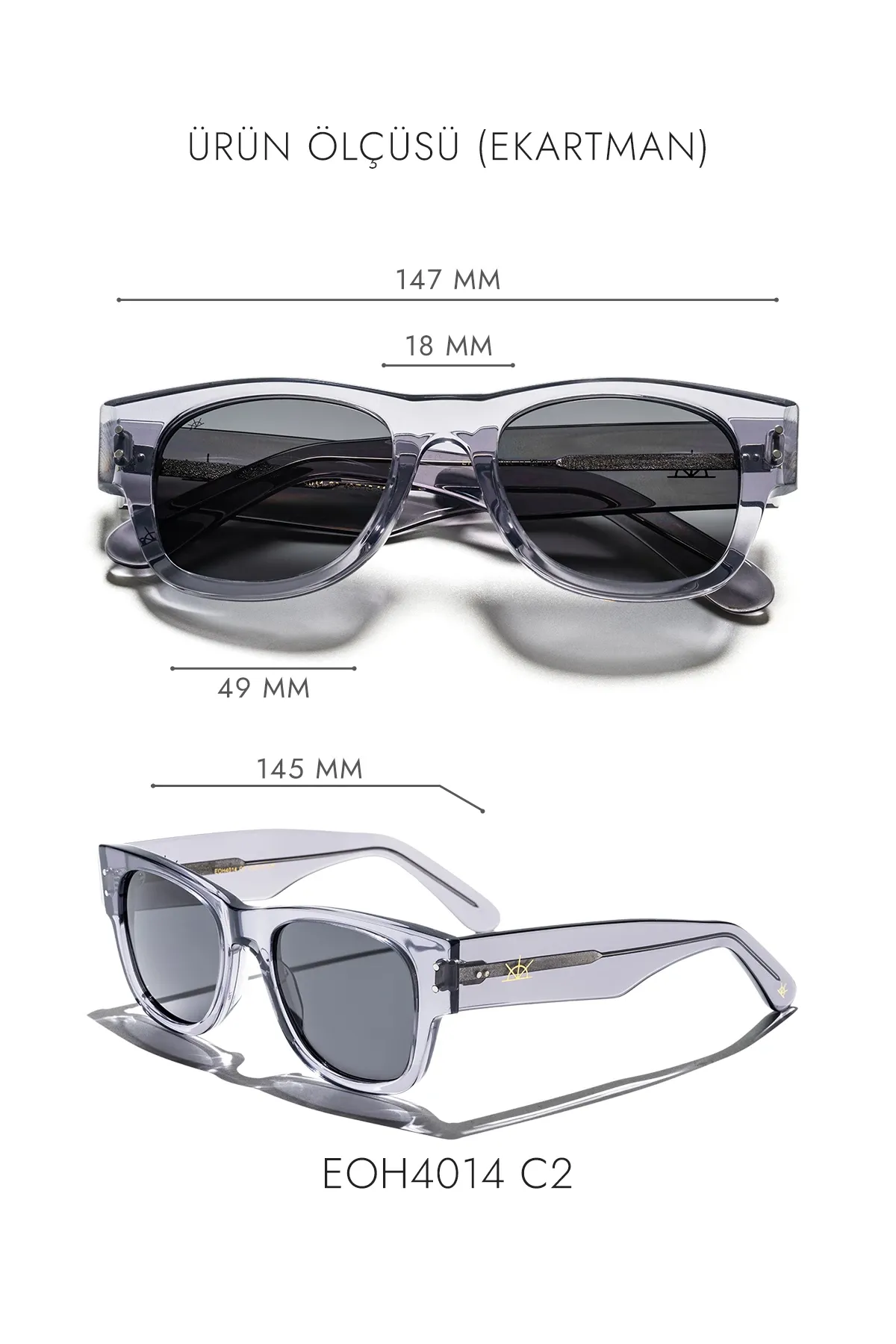 EOH4014 C2 Gri Asetat Unisex Güneş Gözlüğü