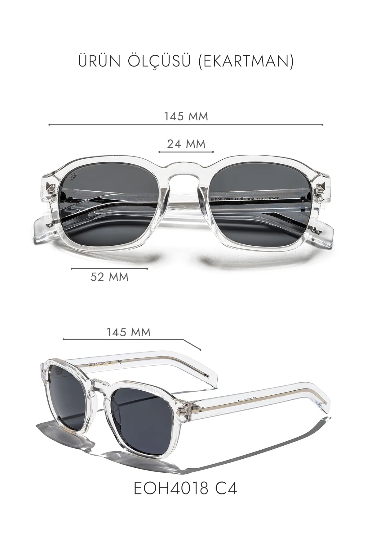 EOH4018 C4 Şeffaf Asetat Unisex Güneş Gözlüğü