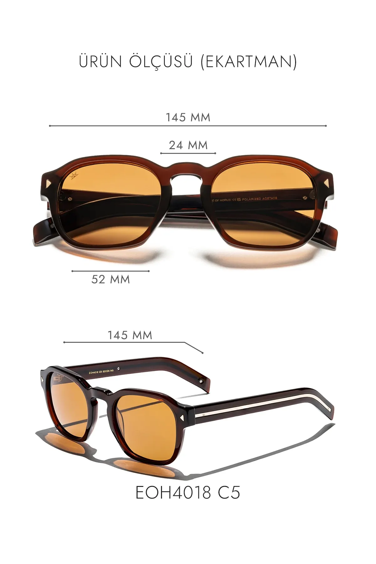 EOH4018 C5 Kahverengi Asetat Unisex Güneş Gözlüğü