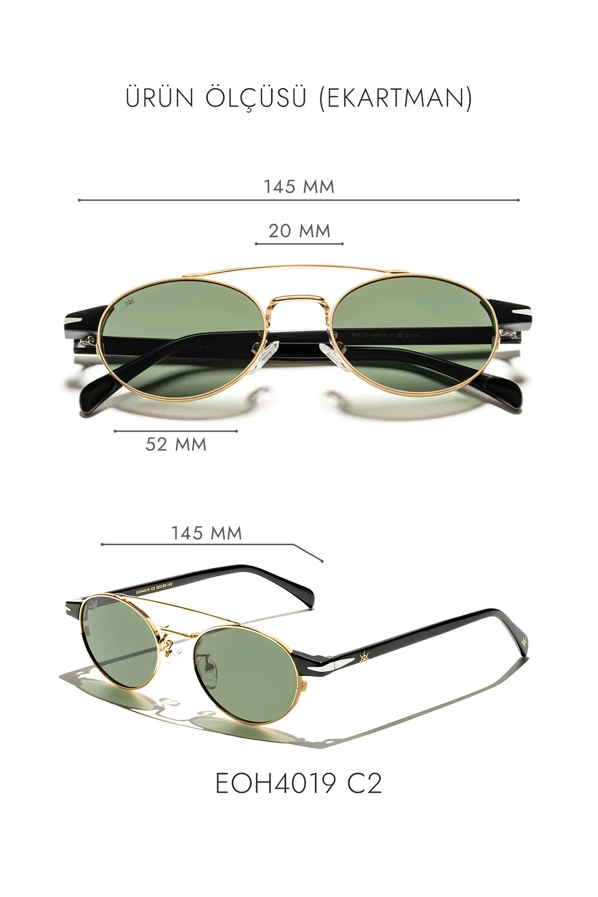 EOH4019 C2 Sarı/Siyah Metal Unisex Güneş Gözlüğü