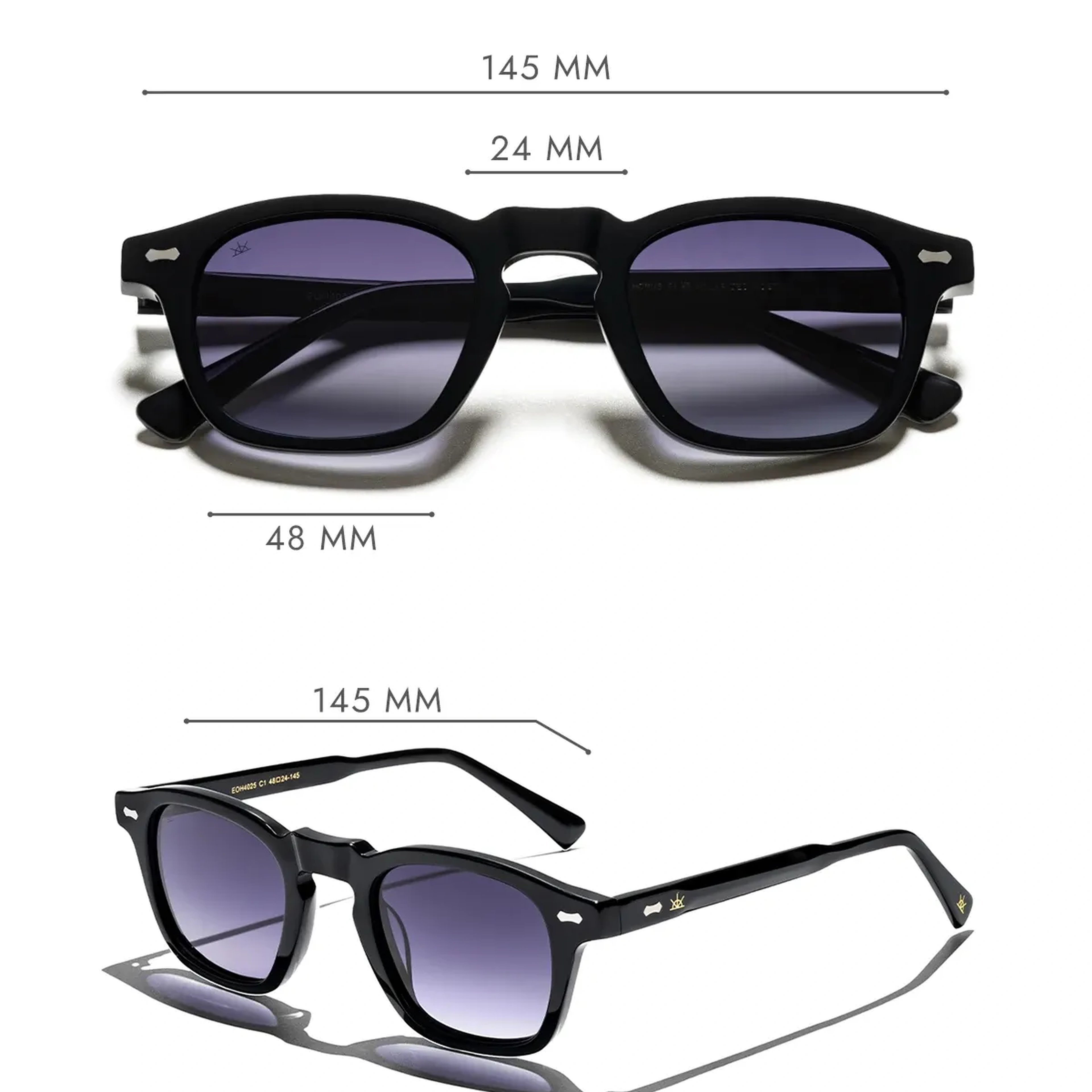 EOH4025 C1 Siyah Asetat Unisex Güneş Gözlüğü