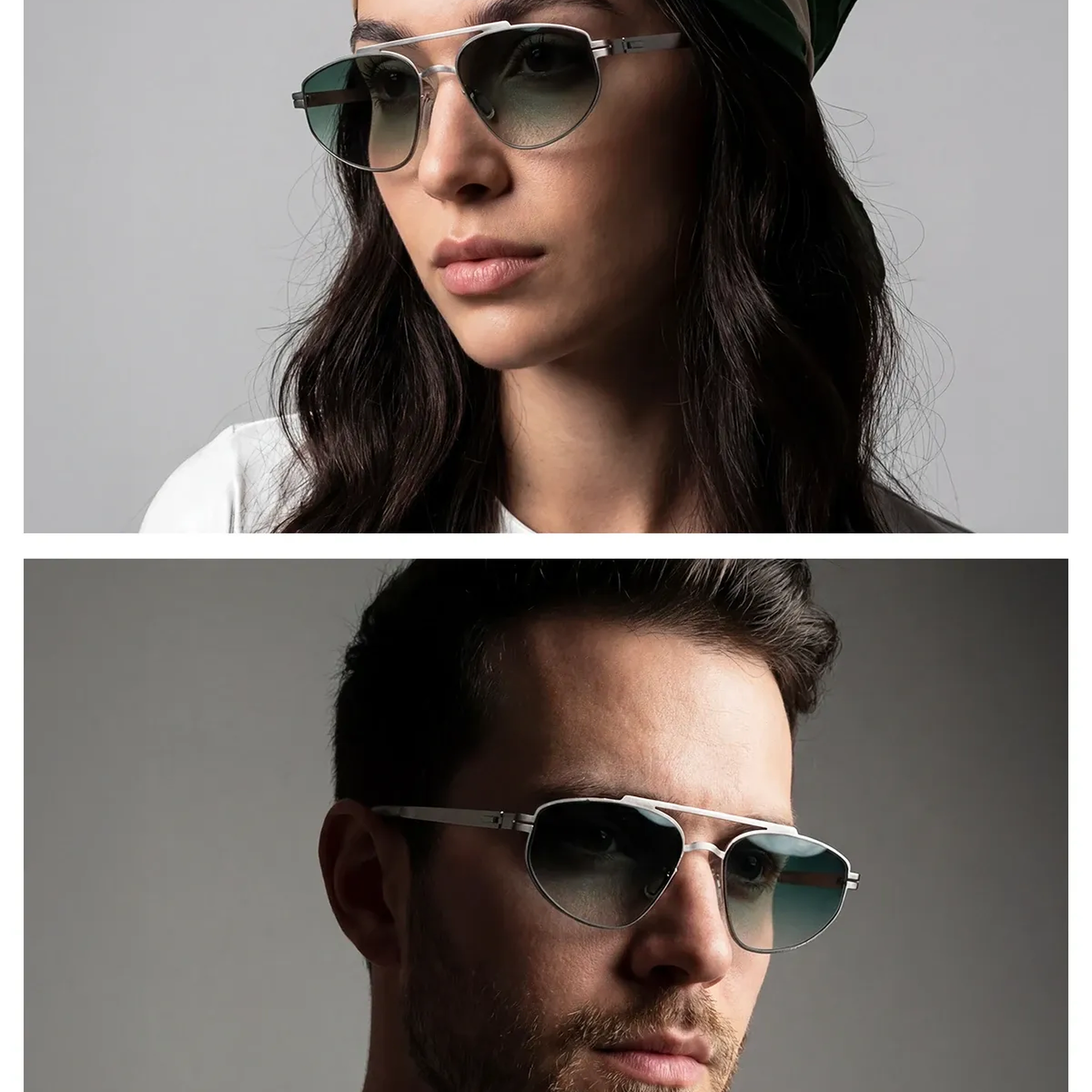 EOH5002 C2 Yeşil Degrade Ultra Hafif Metal Geometrik Unisex Güneş Gözlüğü