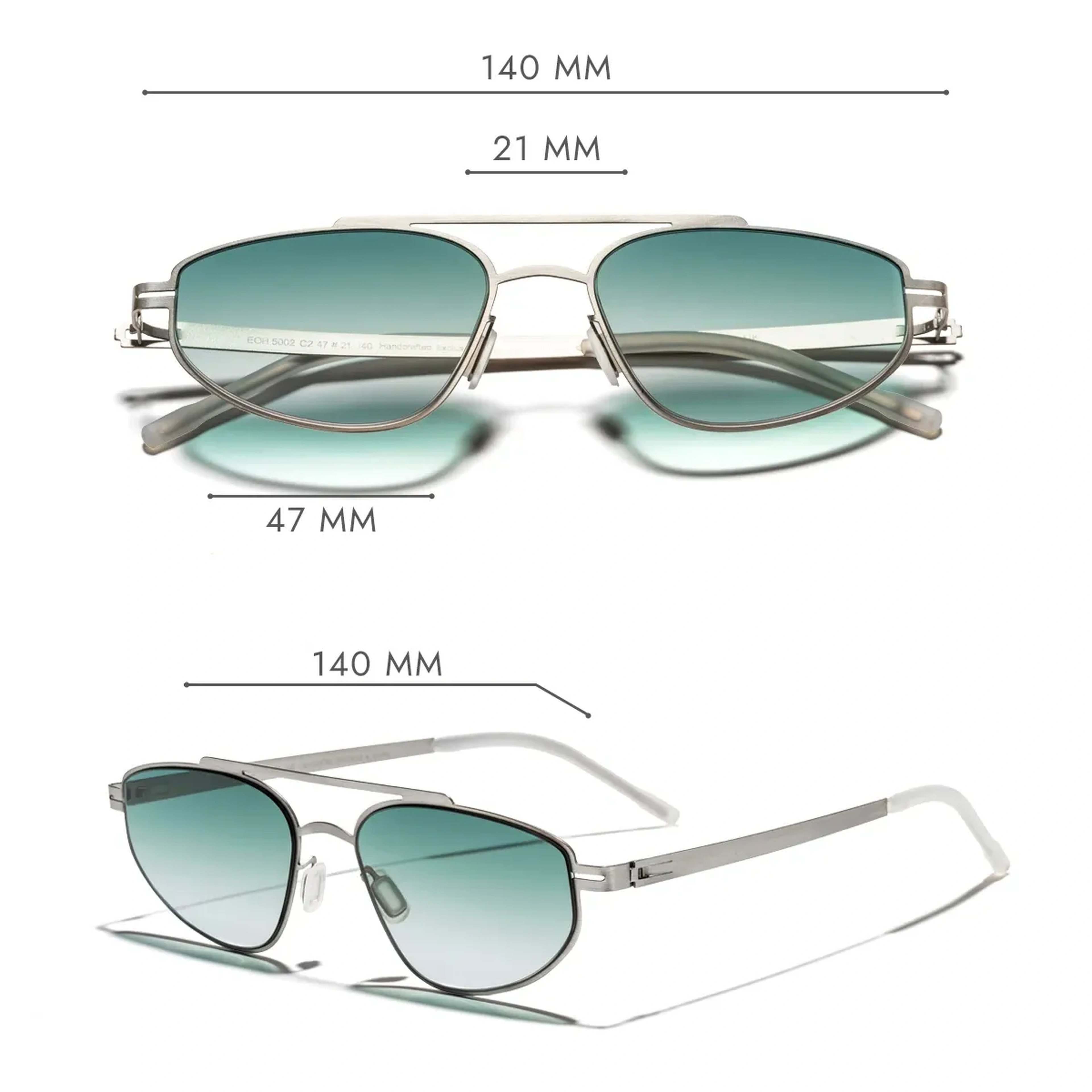 EOH5002 C2 Yeşil Degrade Ultra Hafif Metal Geometrik Unisex Güneş Gözlüğü