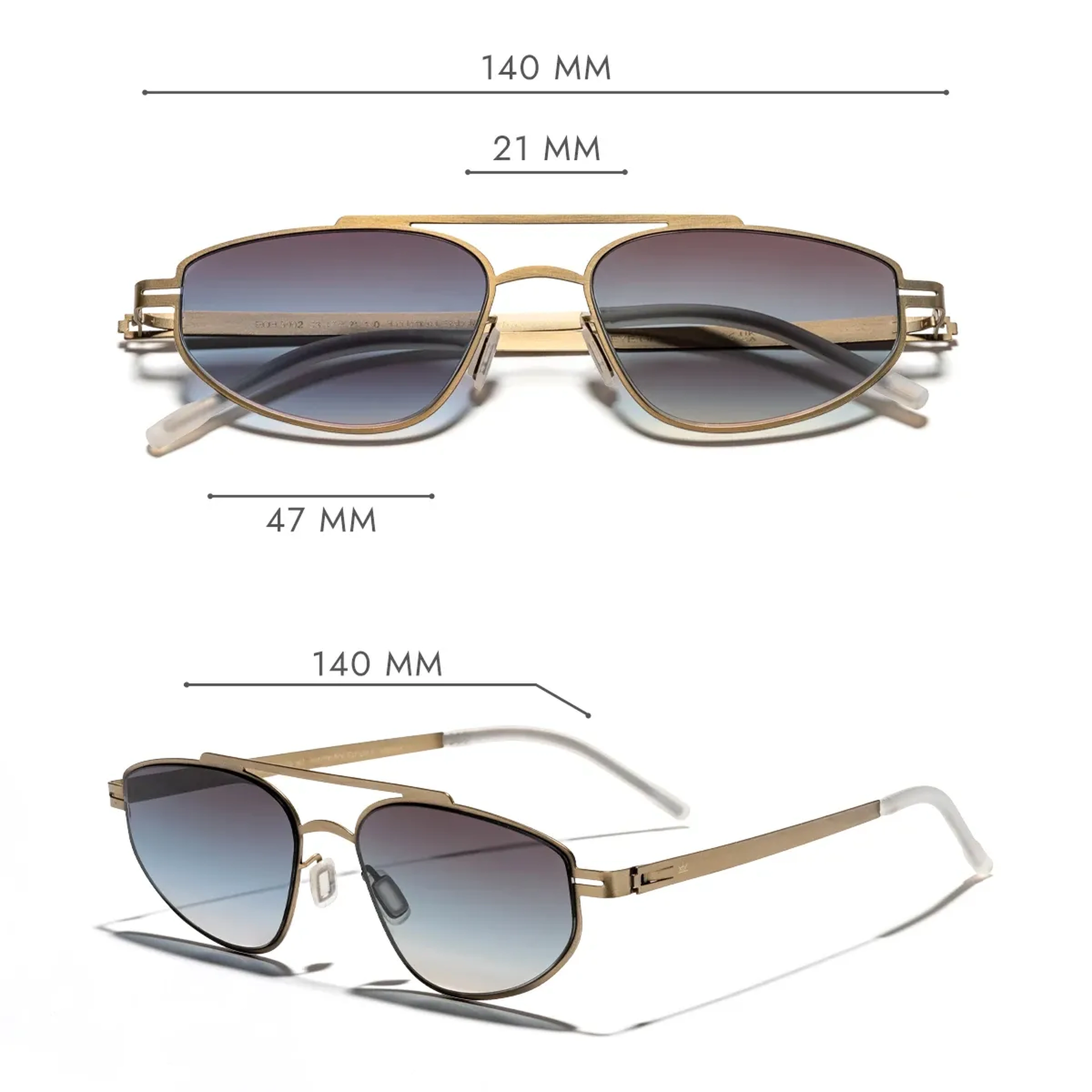 EOH5002 C3 Kahverengi Ultra Hafif Metal Geometrik Unisex Güneş Gözlüğü