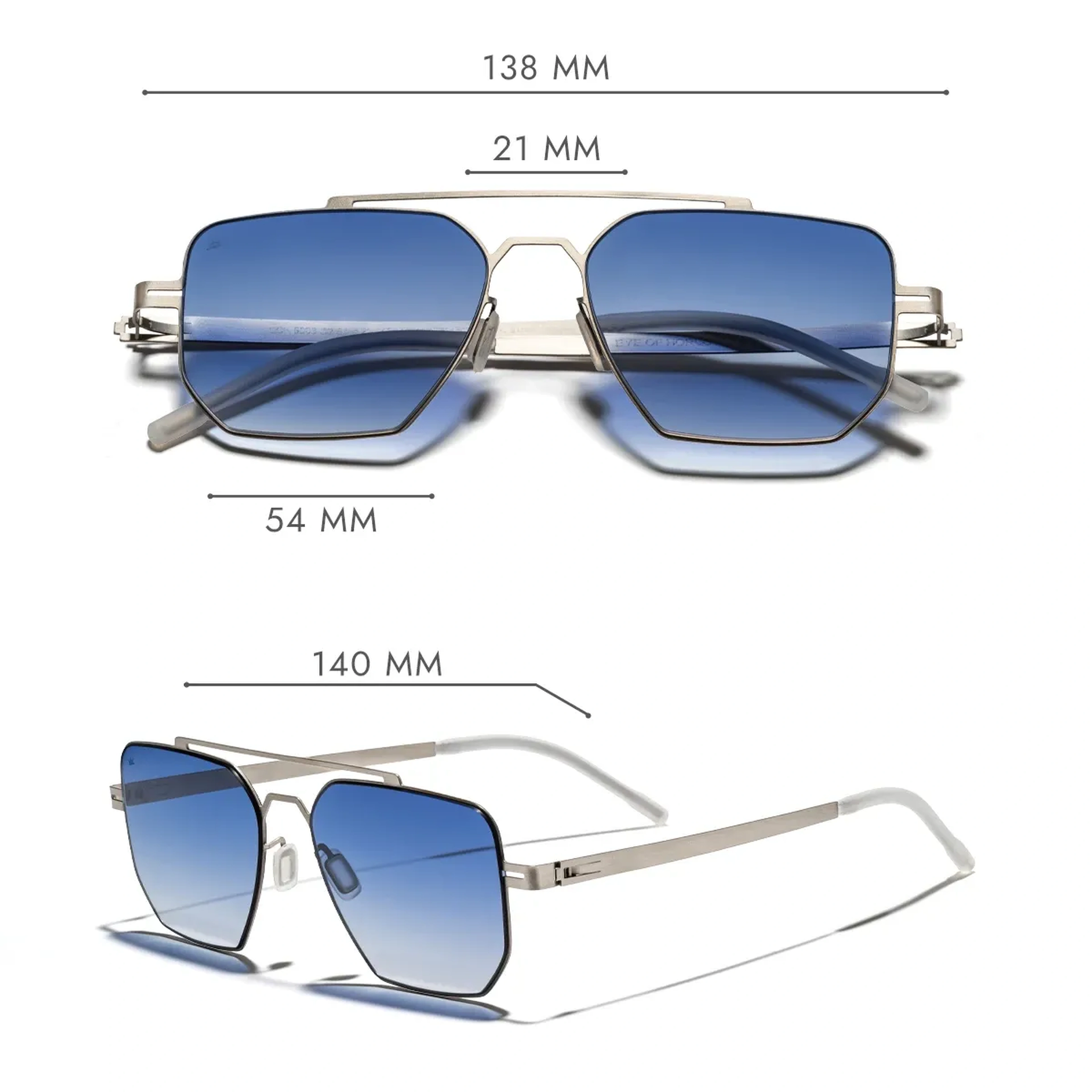 EOH5003 C2 Mavi Degrade Ultra Hafif Metal Geometrik Unisex Güneş Gözlüğü