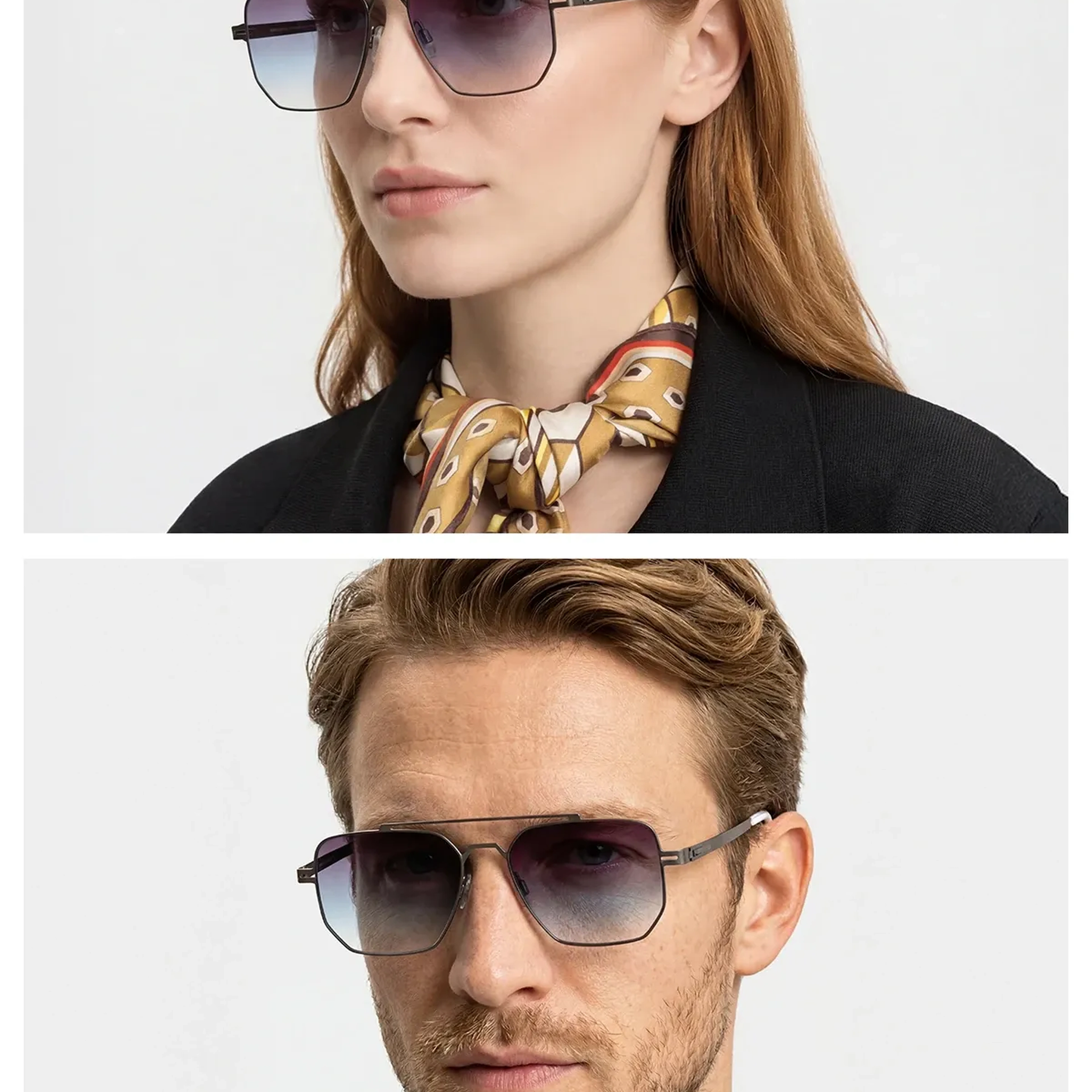 EOH5003 C3 Füme Degrade Ultra Hafif Metal Geometrik Unisex Güneş Gözlüğü