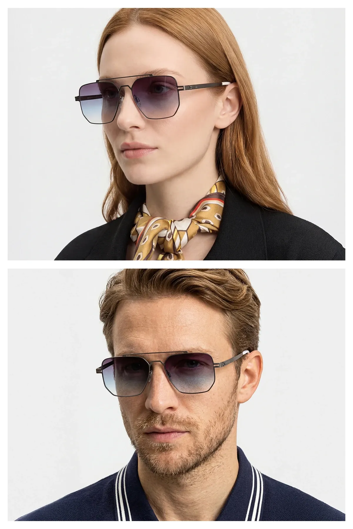 EOH5003 C3 Füme Degrade Ultra Hafif Metal Geometrik Unisex Güneş Gözlüğü