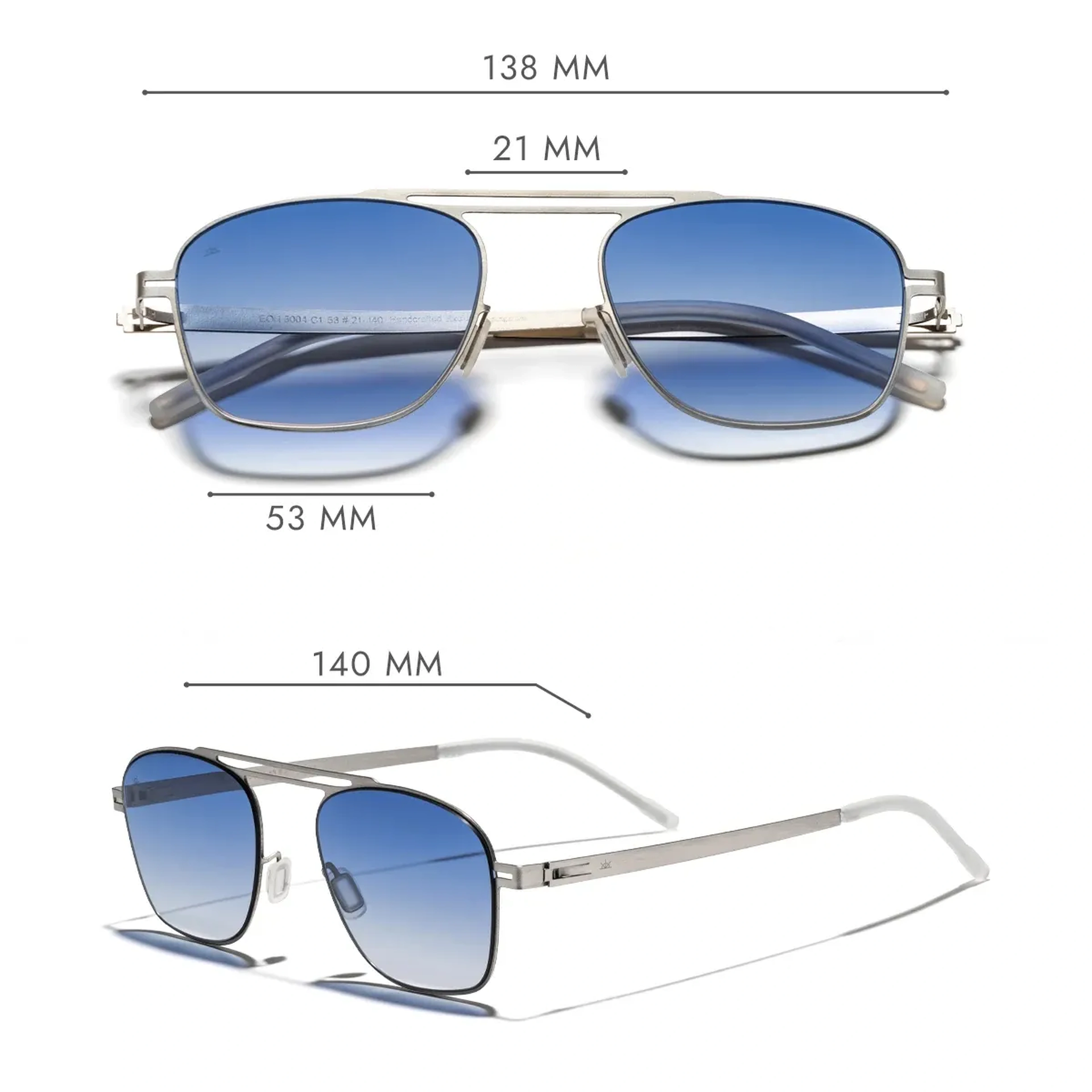 EOH5004 C1 Mavi Degrade Ultra Hafif Metal Kare Unisex Güneş Gözlüğü