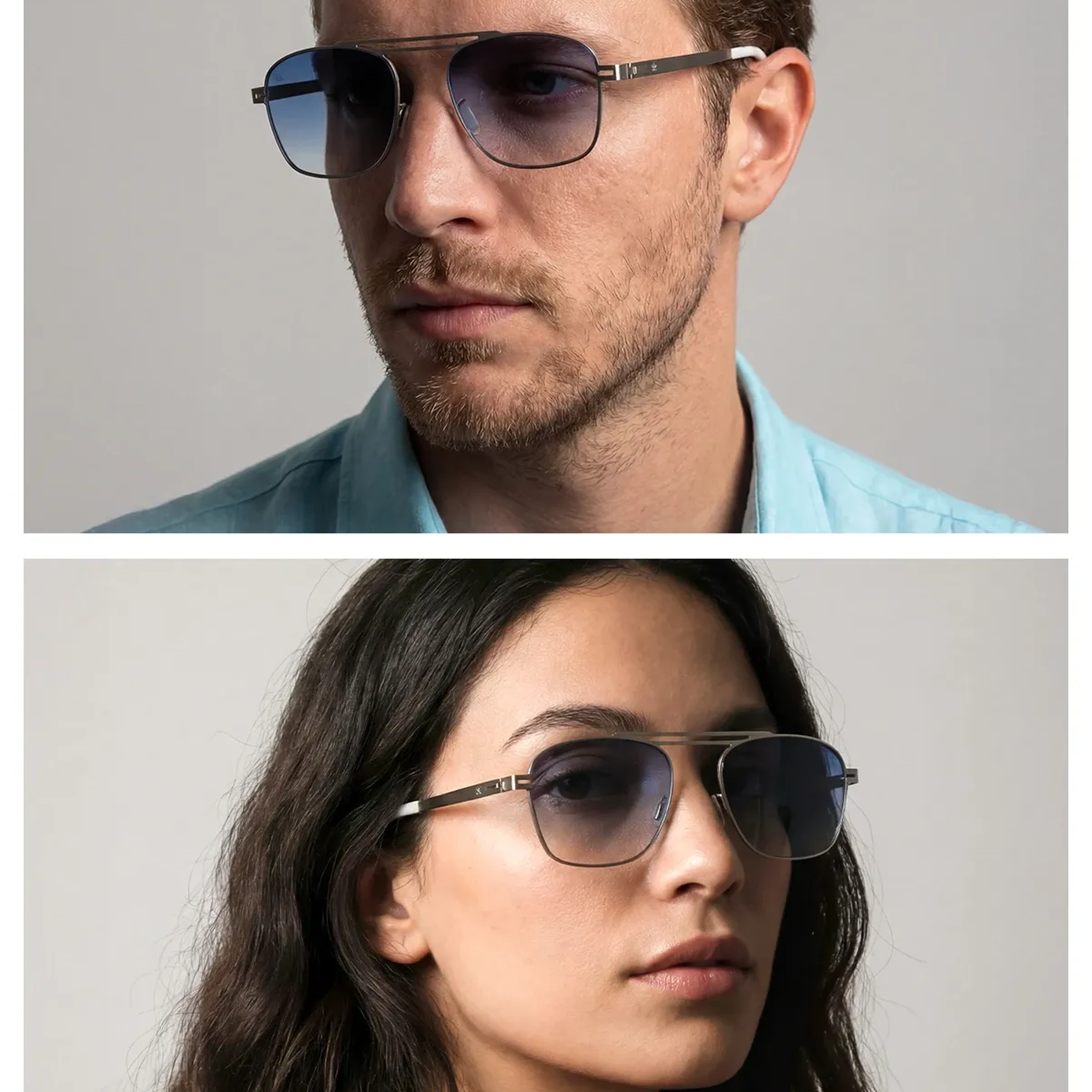 EOH5004 C1 Mavi Degrade Ultra Hafif Metal Kare Unisex Güneş Gözlüğü