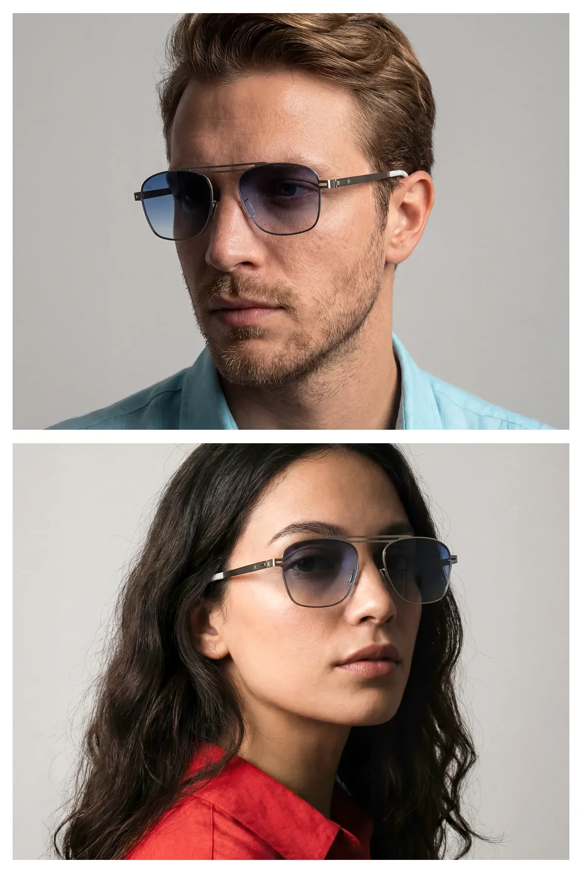 EOH5004 C1 Mavi Degrade Ultra Hafif Metal Kare Unisex Güneş Gözlüğü