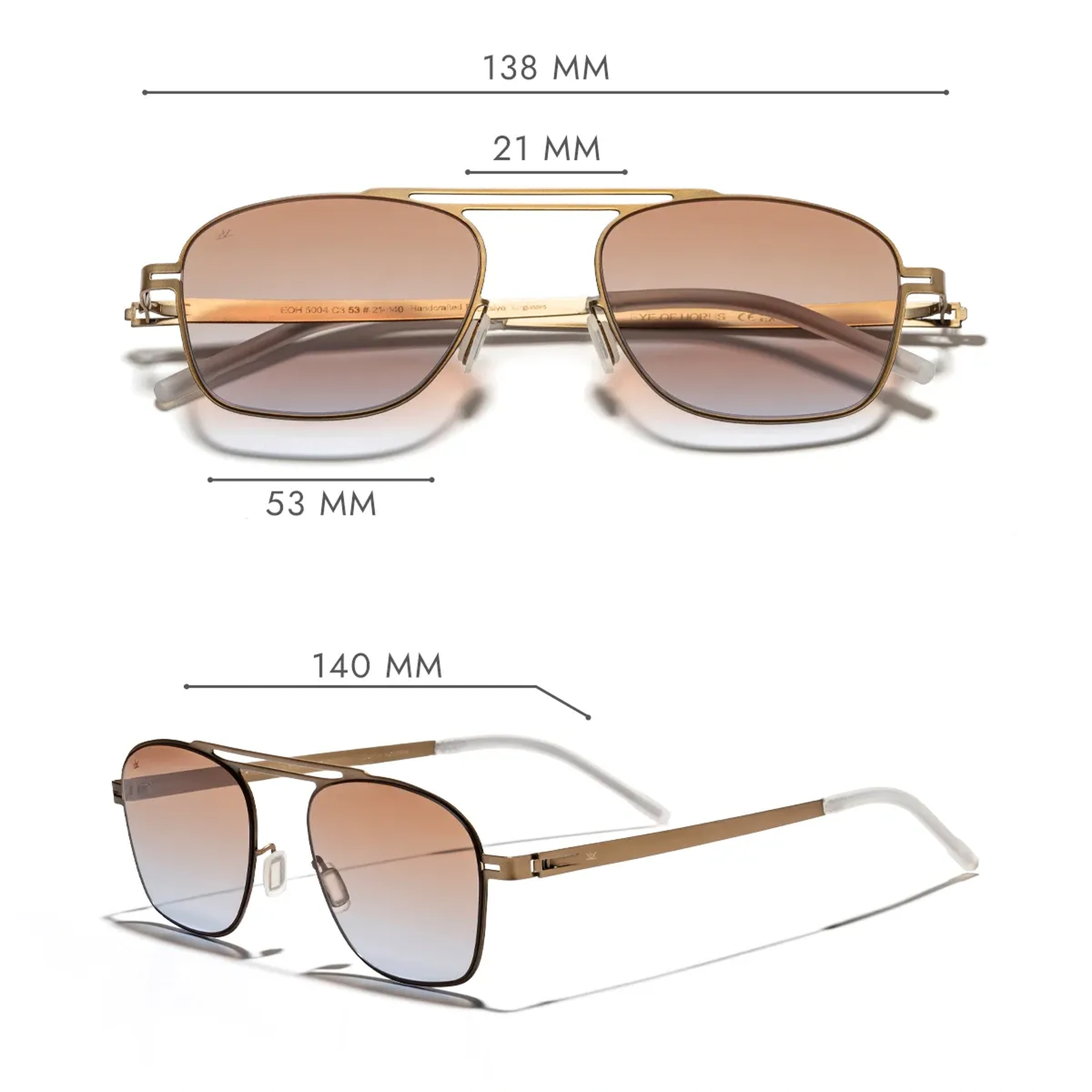EOH5004 C3 Kahverengi Ultra Hafif Metal Kare Unisex Güneş Gözlüğü