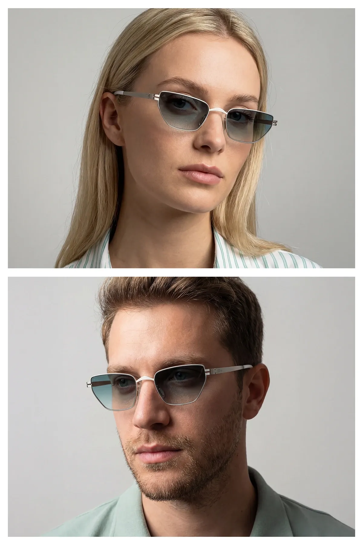 EOH5005 C1 Yeşil Degrade Ultra Hafif Metal Cat Eye Unisex Güneş Gözlüğü