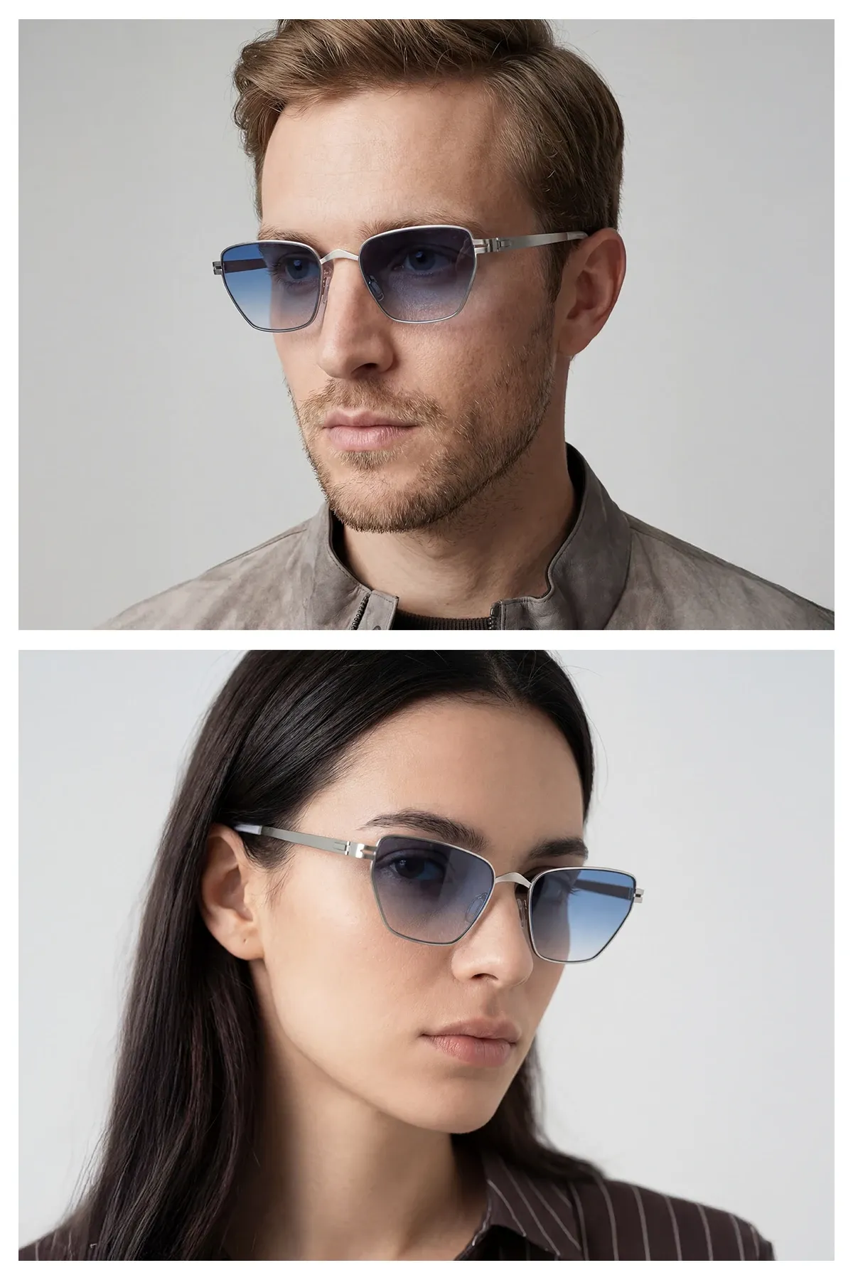 EOH5005 C2 Mavi Degrade Ultra Hafif Metal Cat Eye Unisex Güneş Gözlüğü