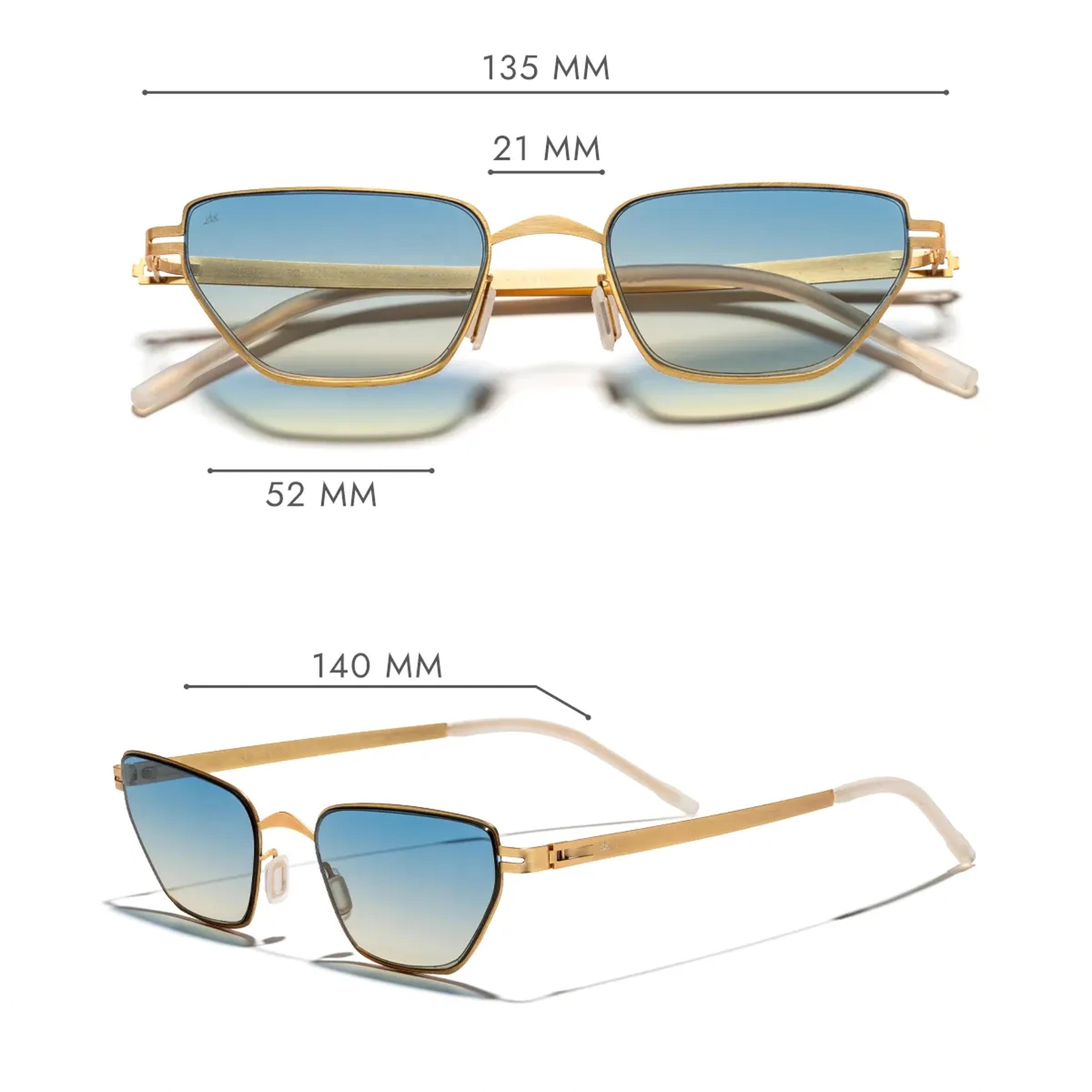 EOH5005 C3 Sarı Ultra Hafif Metal Unisex Cat Eye Güneş Gözlüğü
