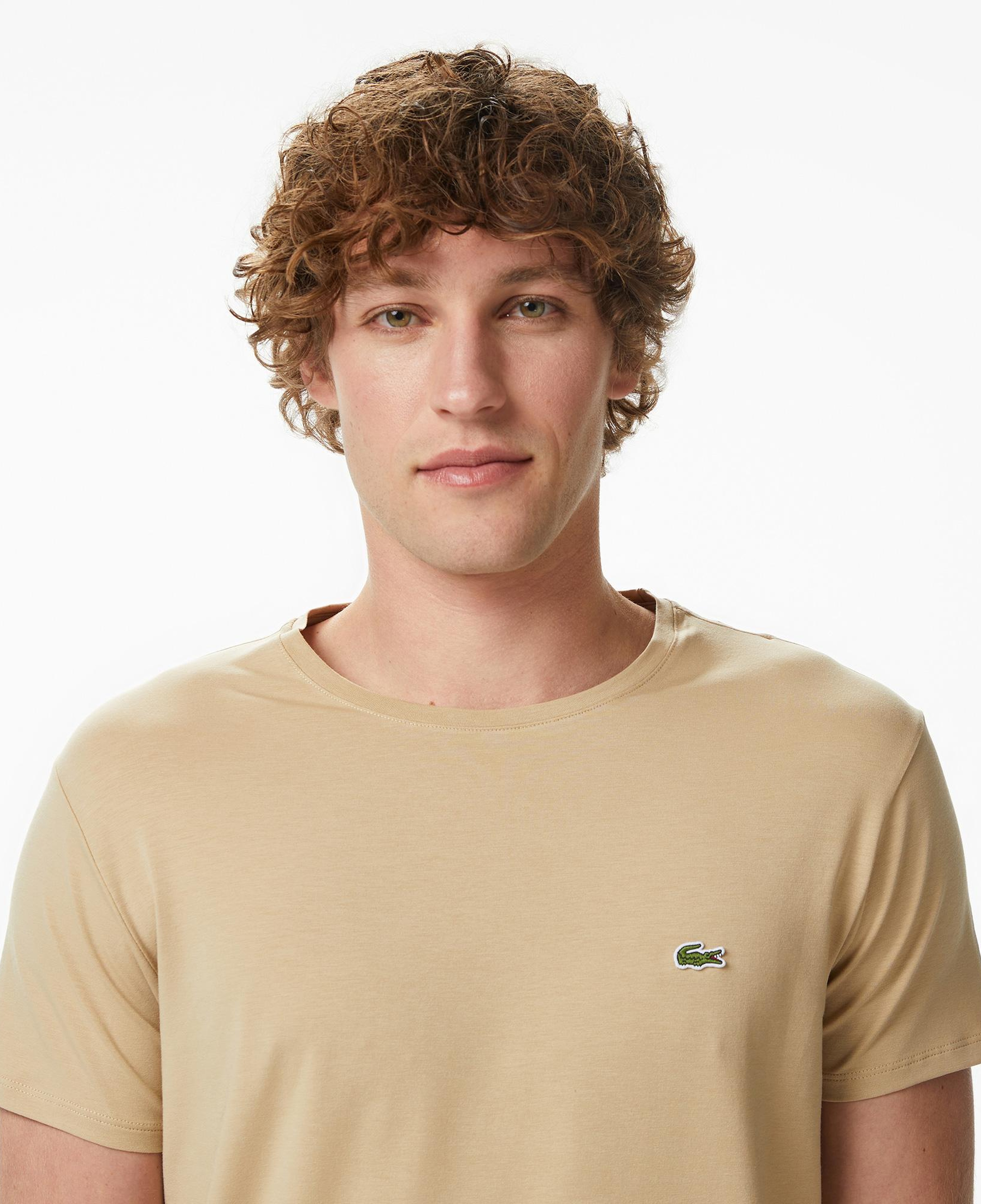 Erkek Slim Fit Bisiklet Yaka Bej T-Shirt