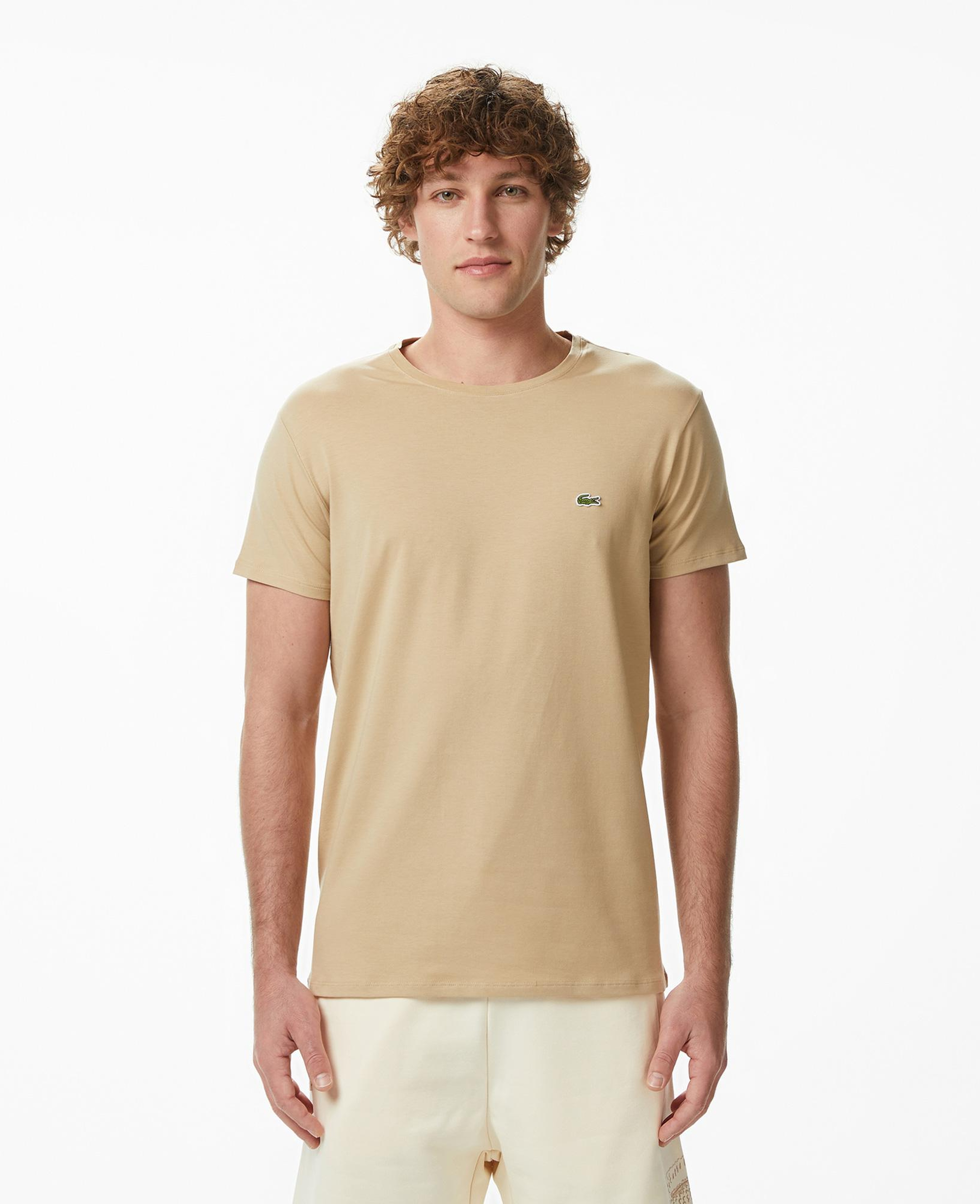 Erkek Slim Fit Bisiklet Yaka Bej T-Shirt
