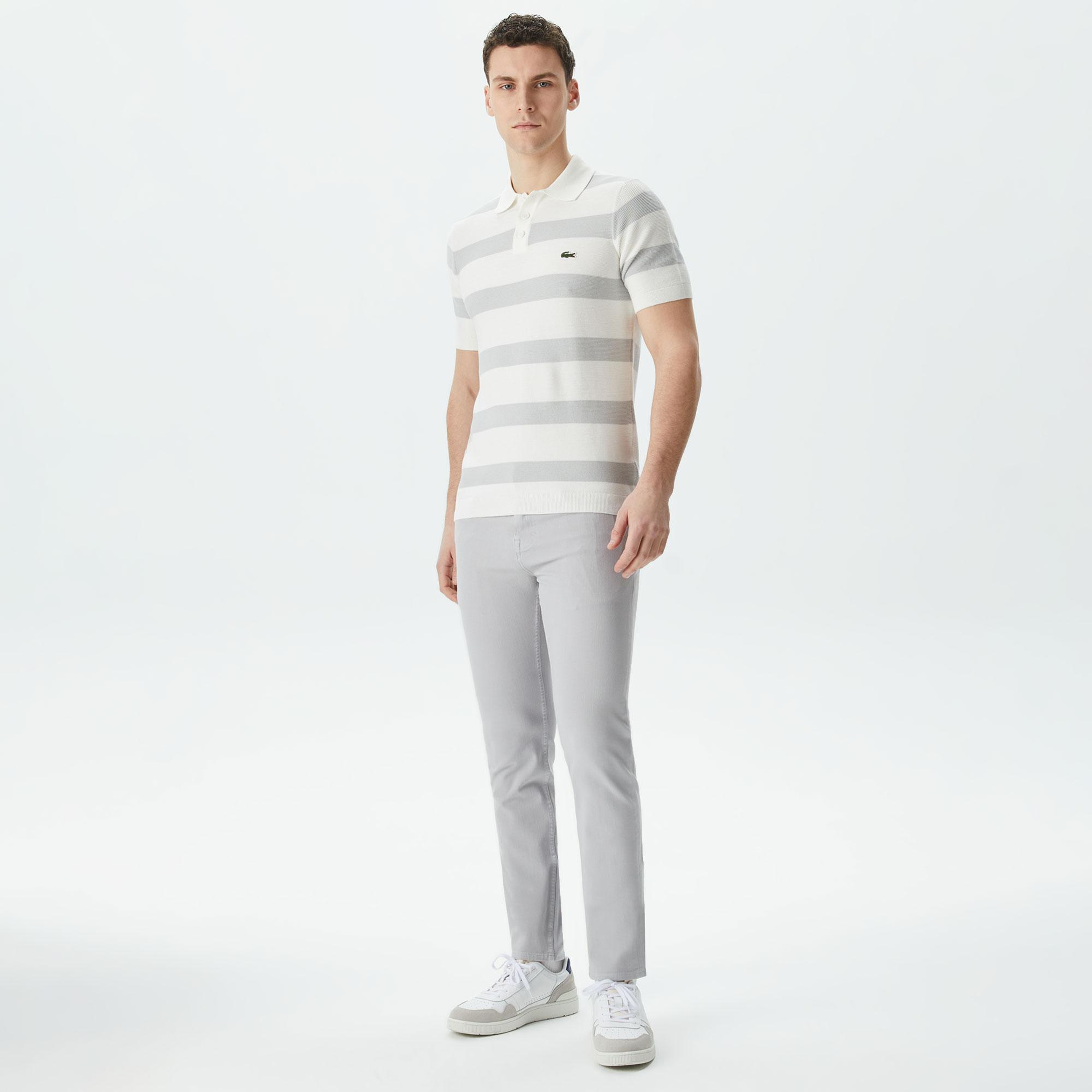 Erkek Regular Fit Kısa Kollu Polo Yaka Gri Triko