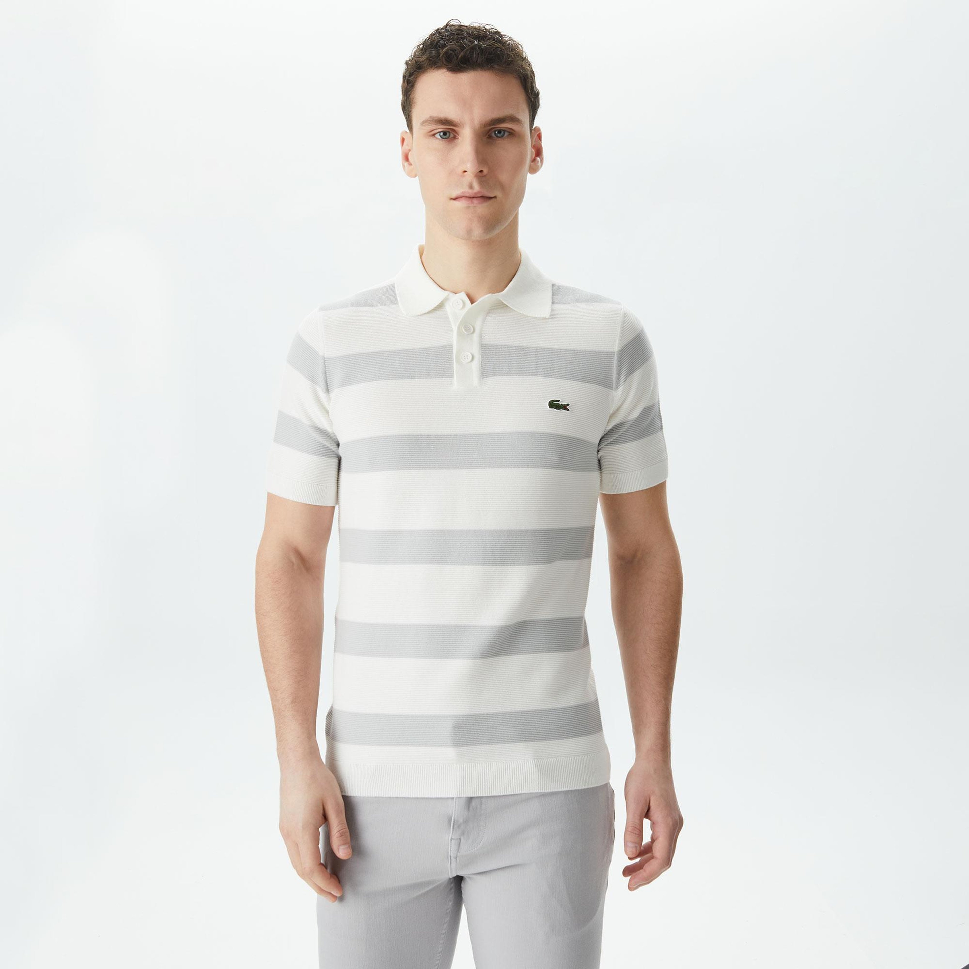 Erkek Regular Fit Kısa Kollu Polo Yaka Gri Triko