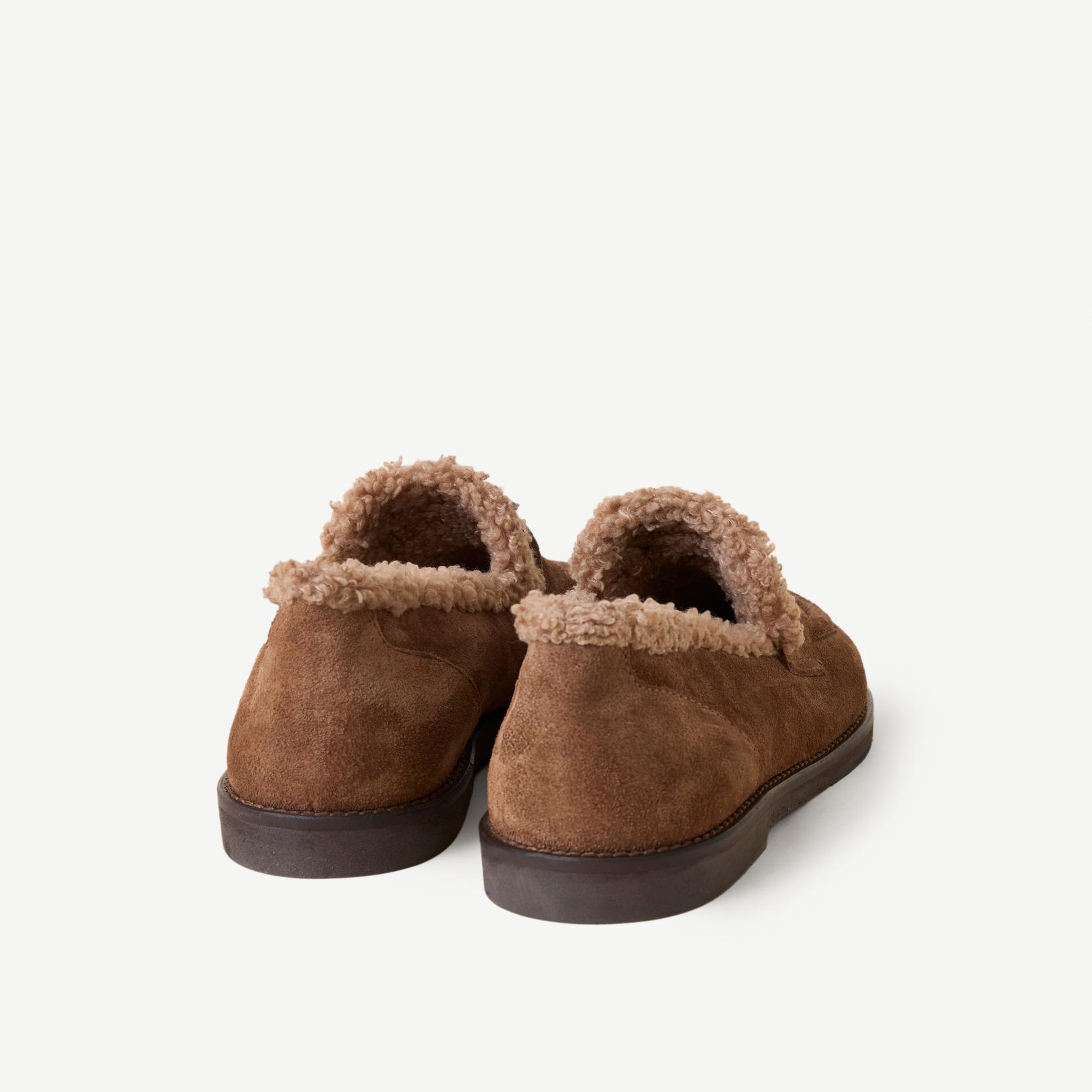 YARGICI Kürklü Geniş Burunlu Süet Loafer
