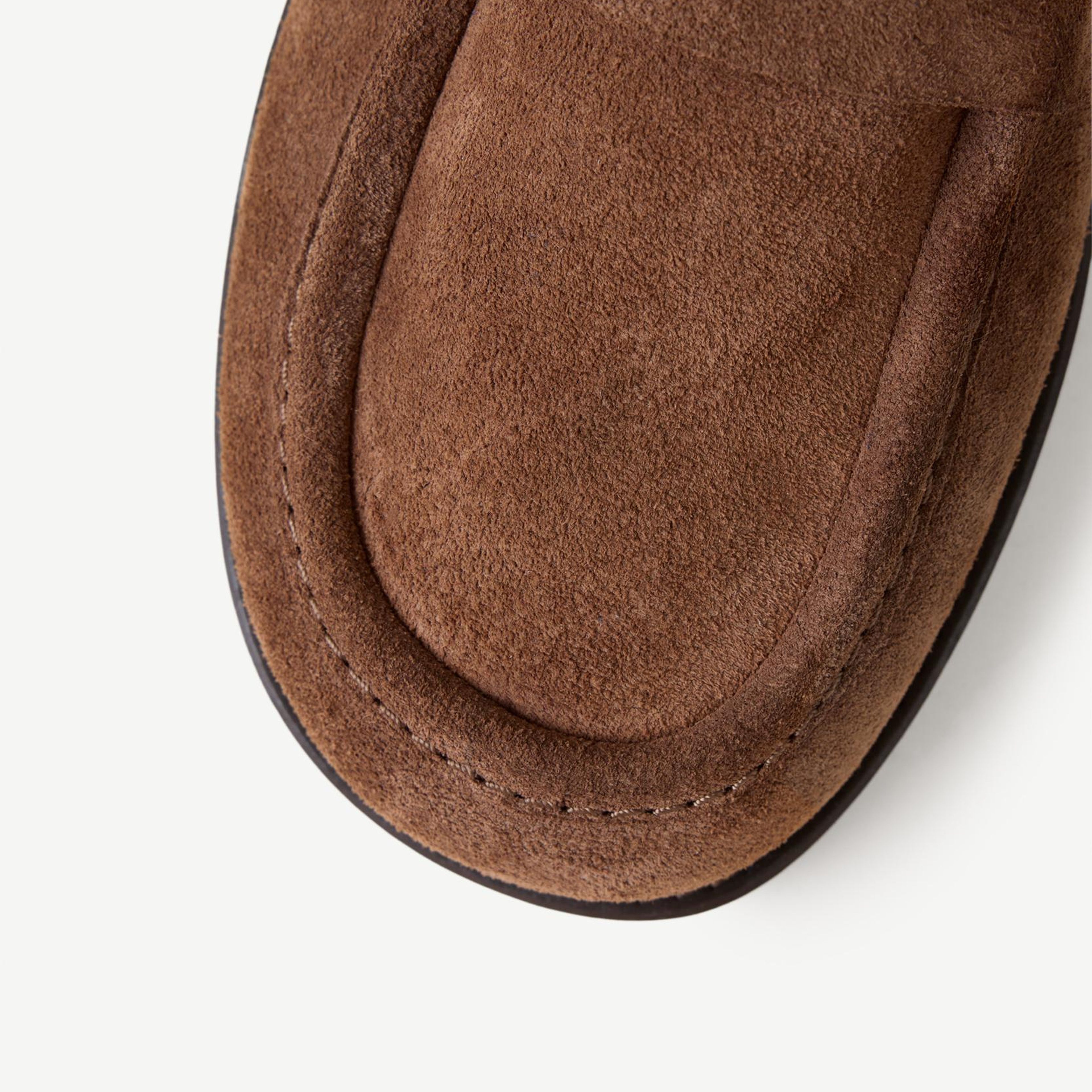YARGICI Kürklü Geniş Burunlu Süet Loafer