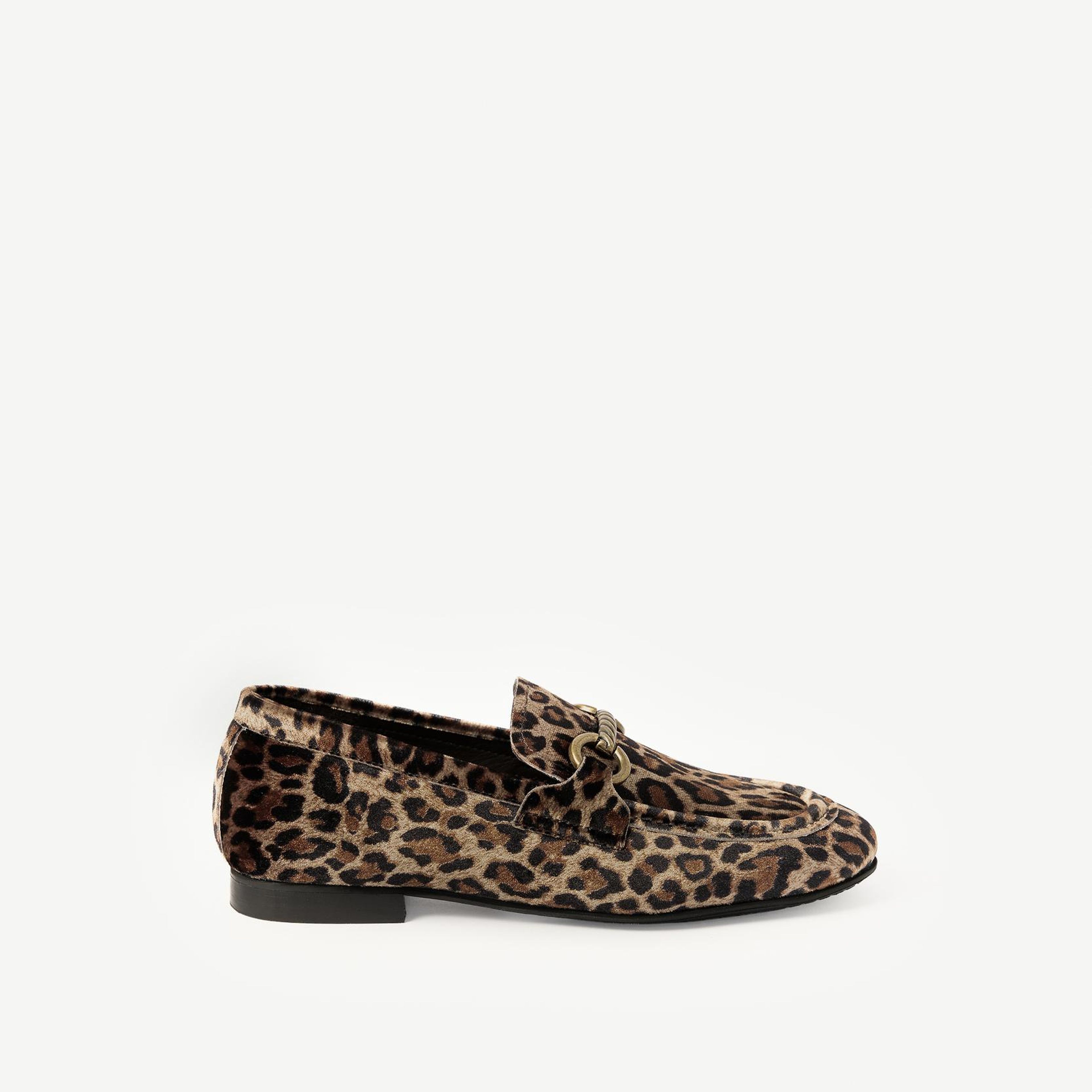 YARGICI Leopar Baskılı Kadife İnce Tabanlı Loafer