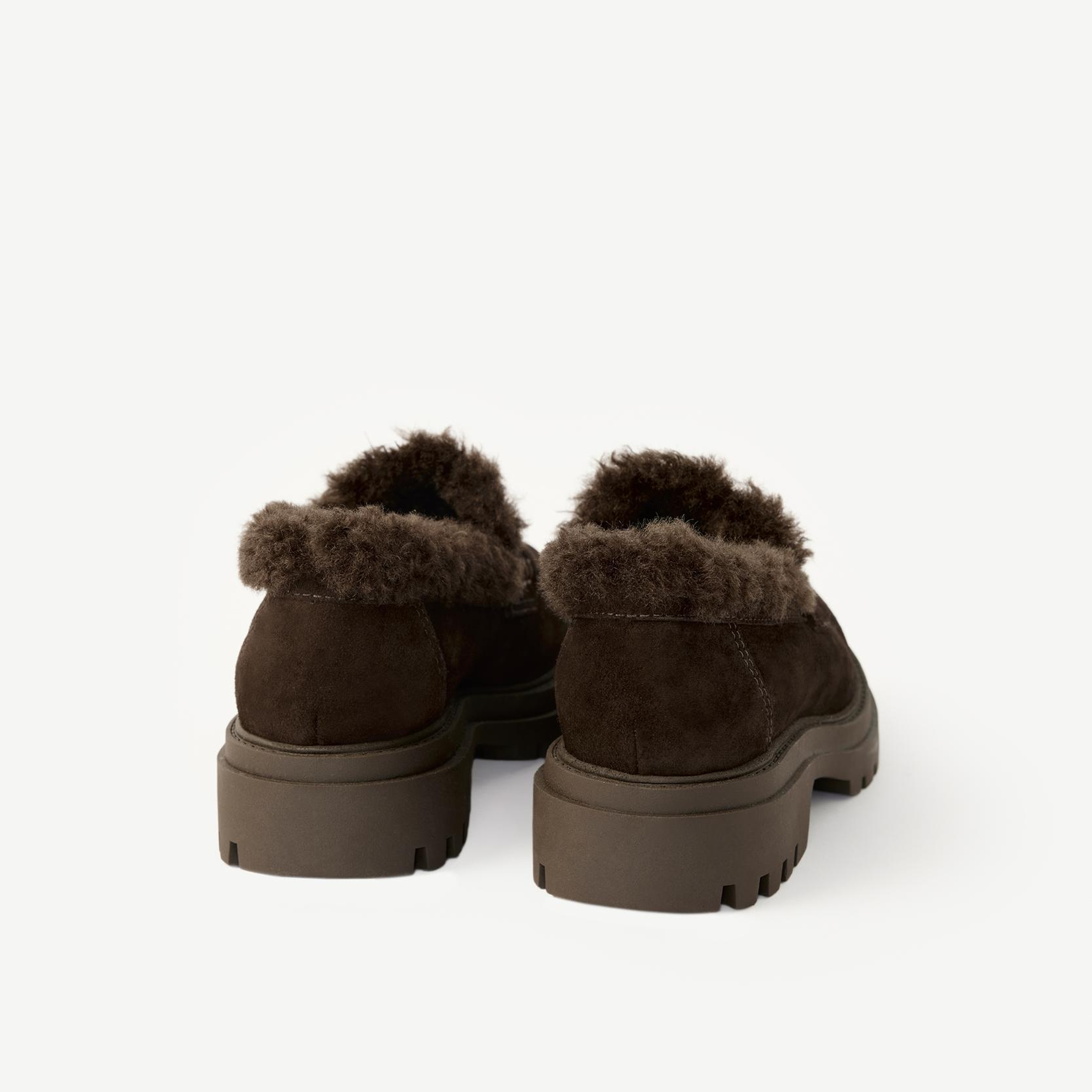 YARGICI Kalın Tabanlı Süet Kürklü Loafer
